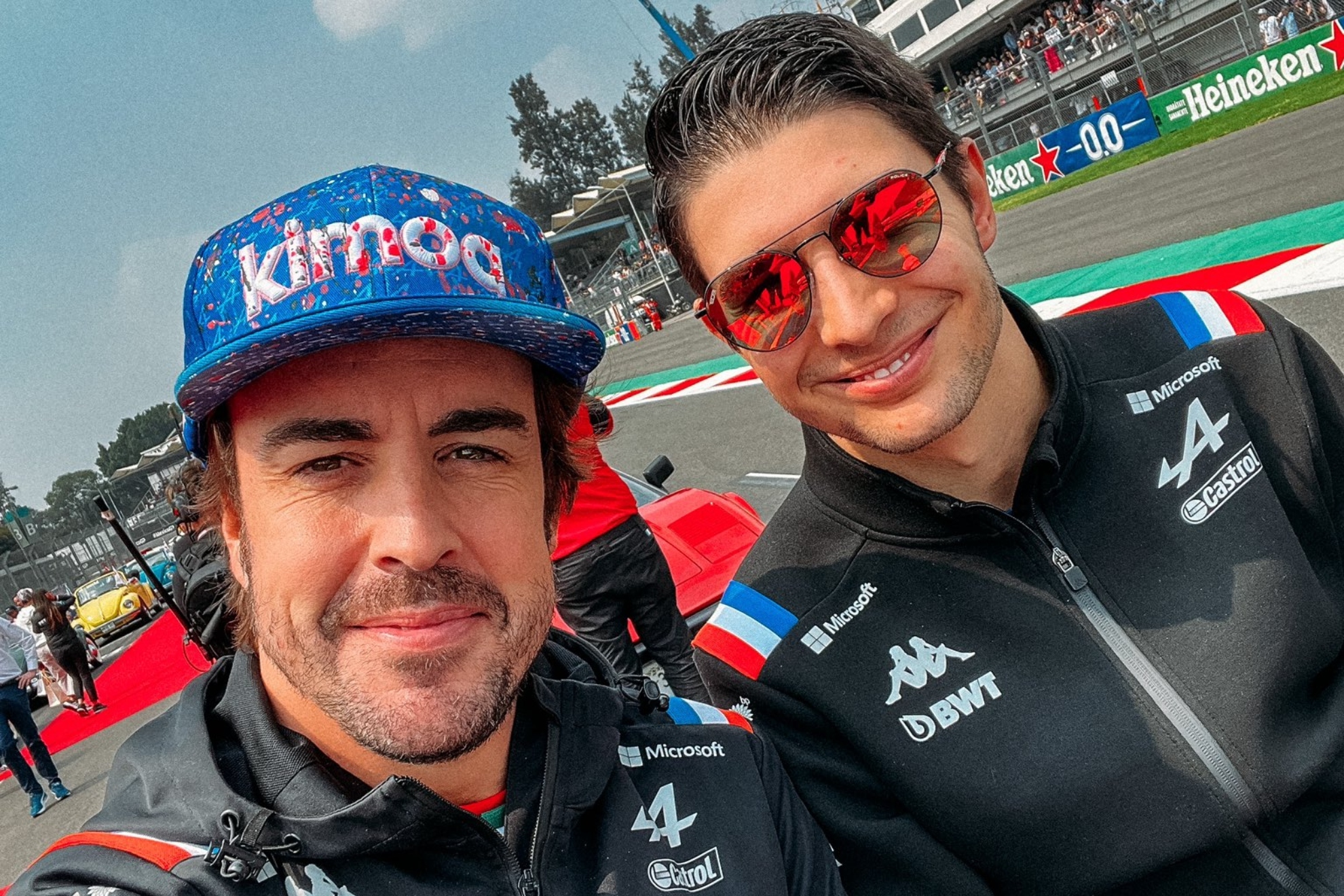 Fernando Alonso y Esteban Ocon, en México.