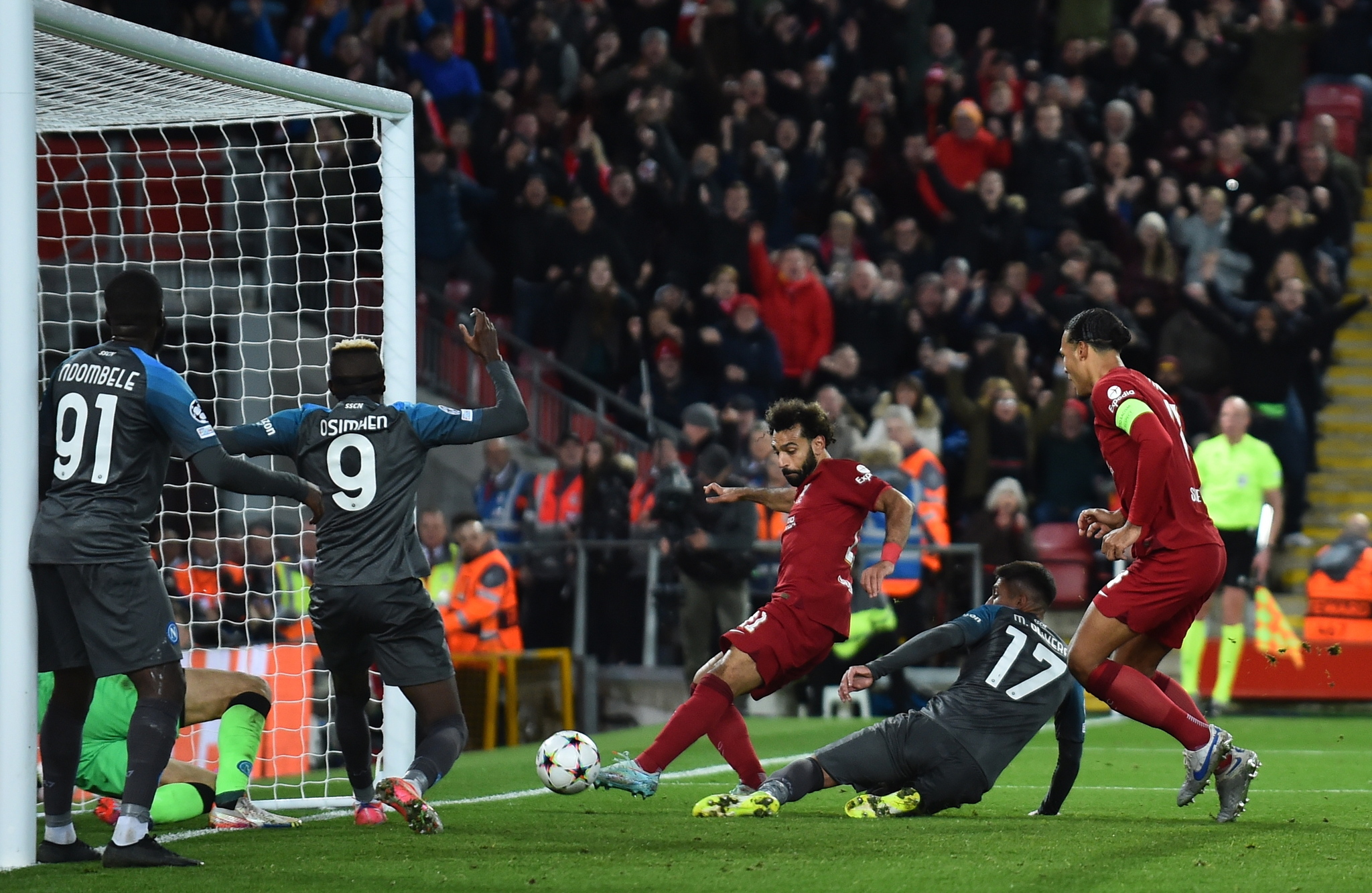 Liverpool's Mohamed Salah scores