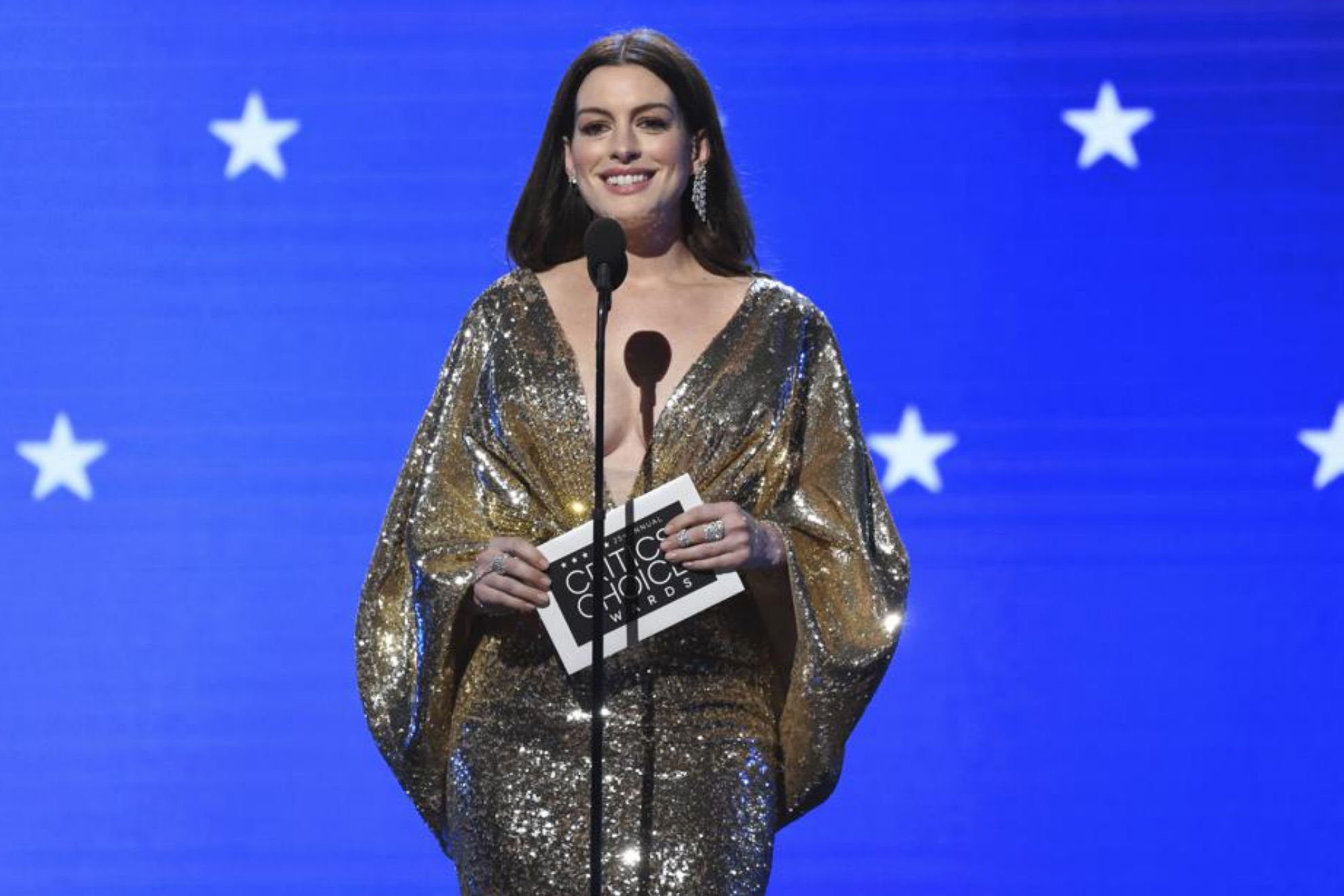 Anne Hathaway presents an award at the 25th annual Critics' Choice Awards.