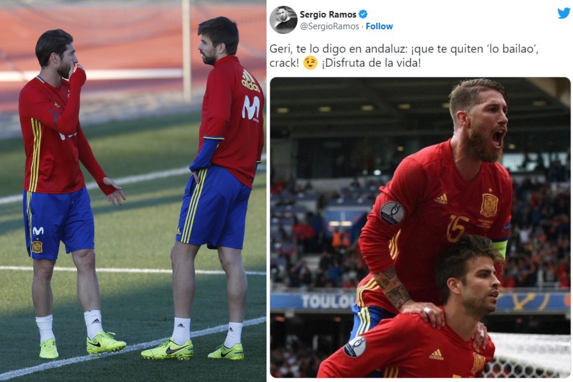 Ciudad Menda Analista He aprendido FC Barcelona: El homenaje de Sergio Ramos a Piqué: "Geri, te lo digo en  andaluz: ¡que te quiten 'lo bailao', ¡crack!" | Marca