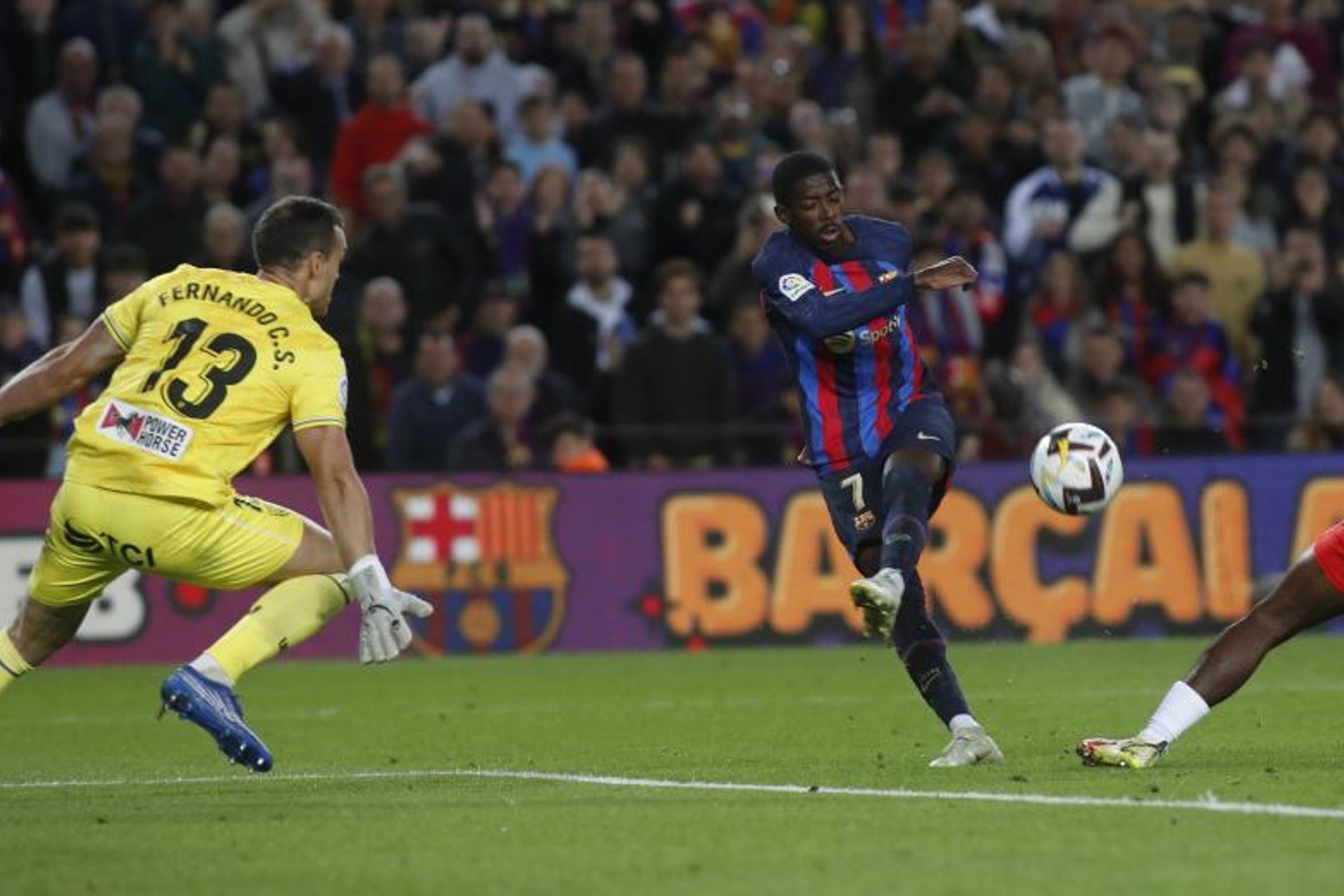 Dembele on the attack.