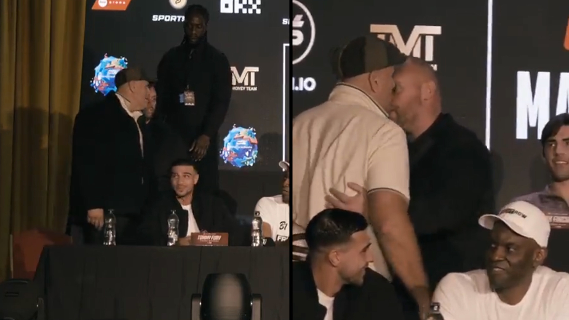 John Fury held back by security after heated exchange with son Tommy's former opponent
