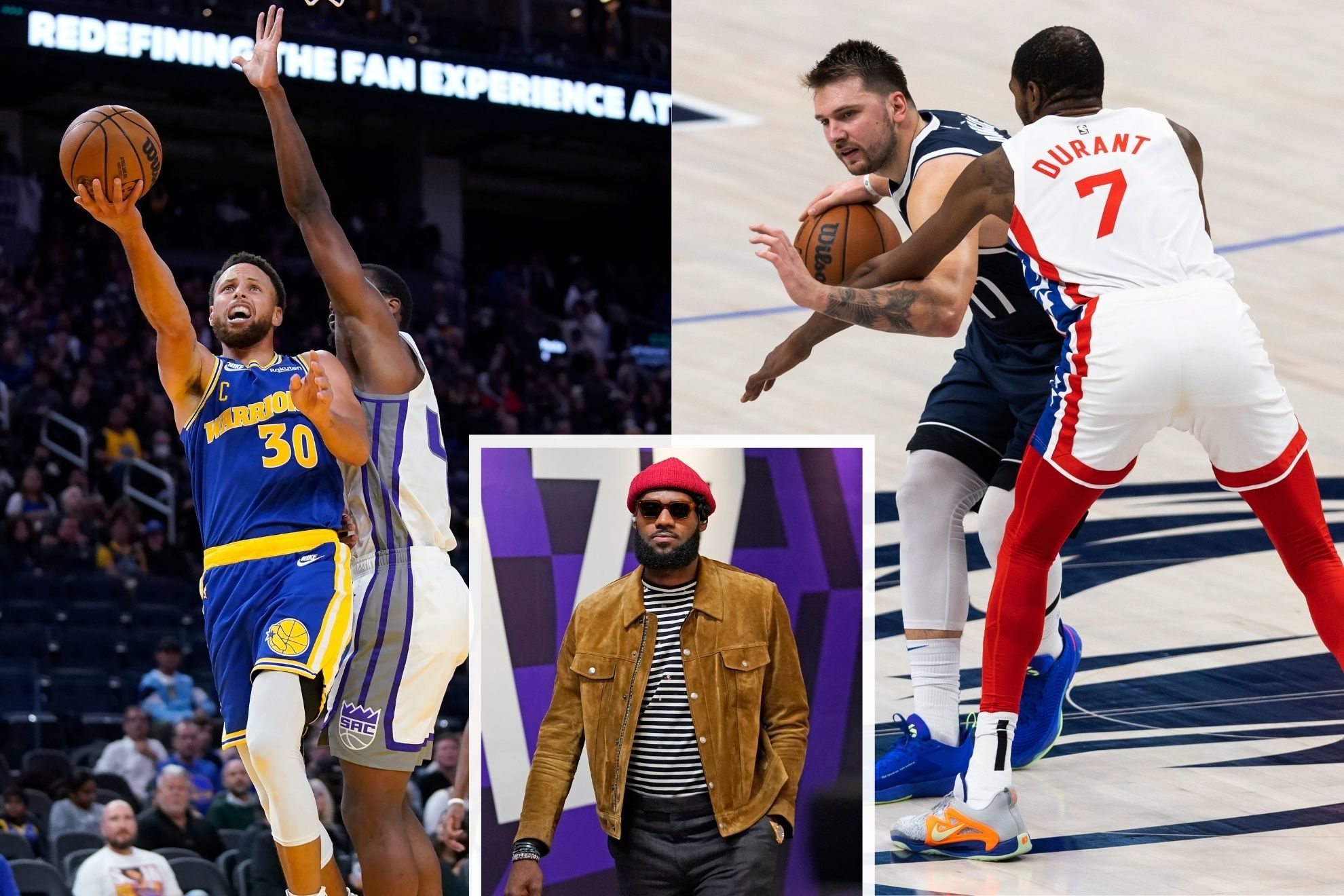 Kings at Warriors (left), LeBron James, Lakers (middle) and Nets at Mavericks (right)