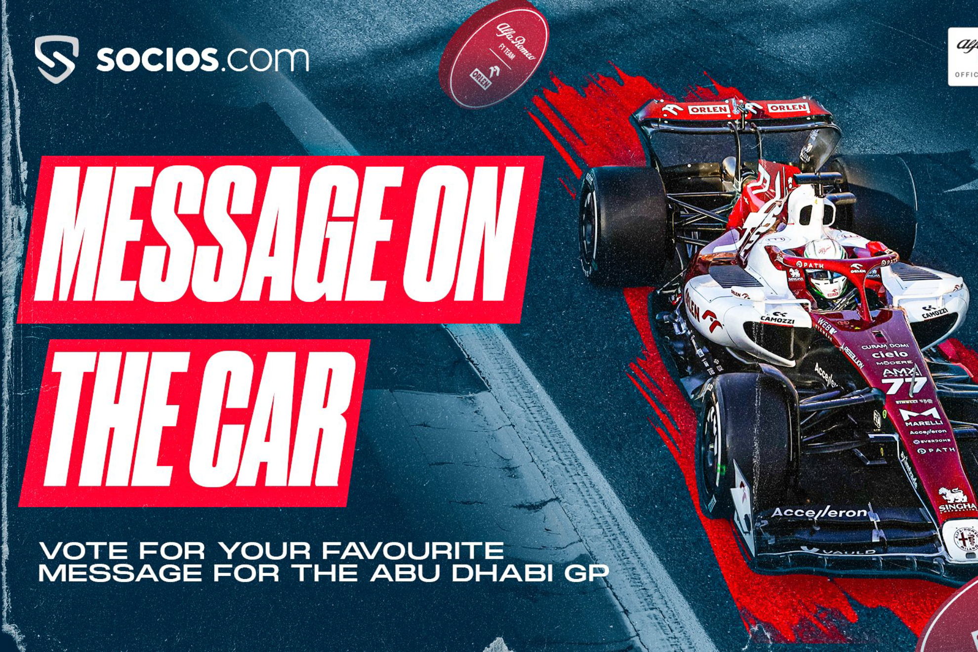 Elige el mensaje de apoyo de los coches de Bottas y Zhou en el Gran Premio de Abu Dhabi