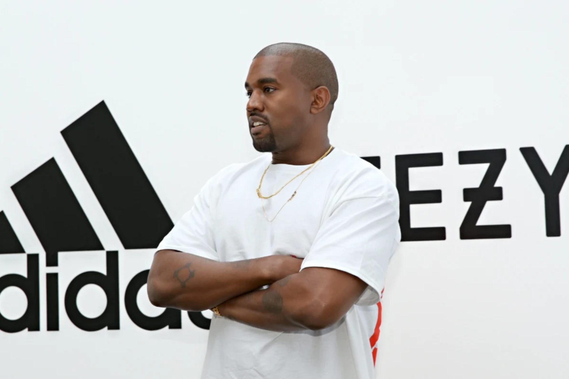 Kanye West announcing his longterm partnership with Adidas in 2016