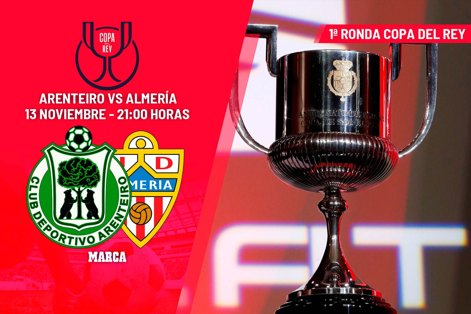 Arenteiro - Almería: horario y dónde ver hoy el partido de primera ronda de Copa del Rey