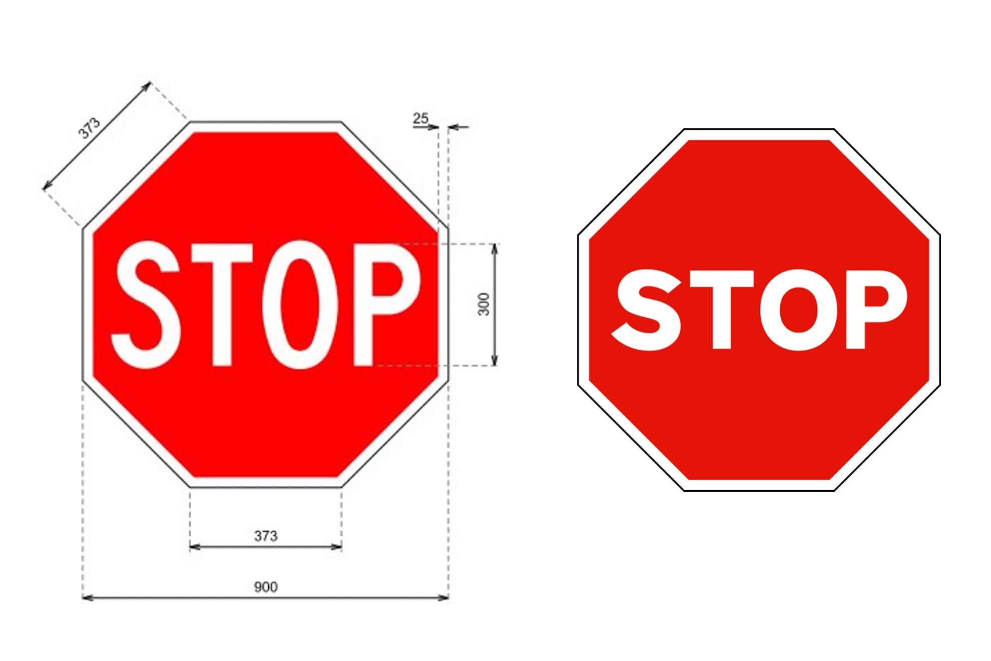 La señal de STOP nueva (izquierda) y la nueva (derecha)