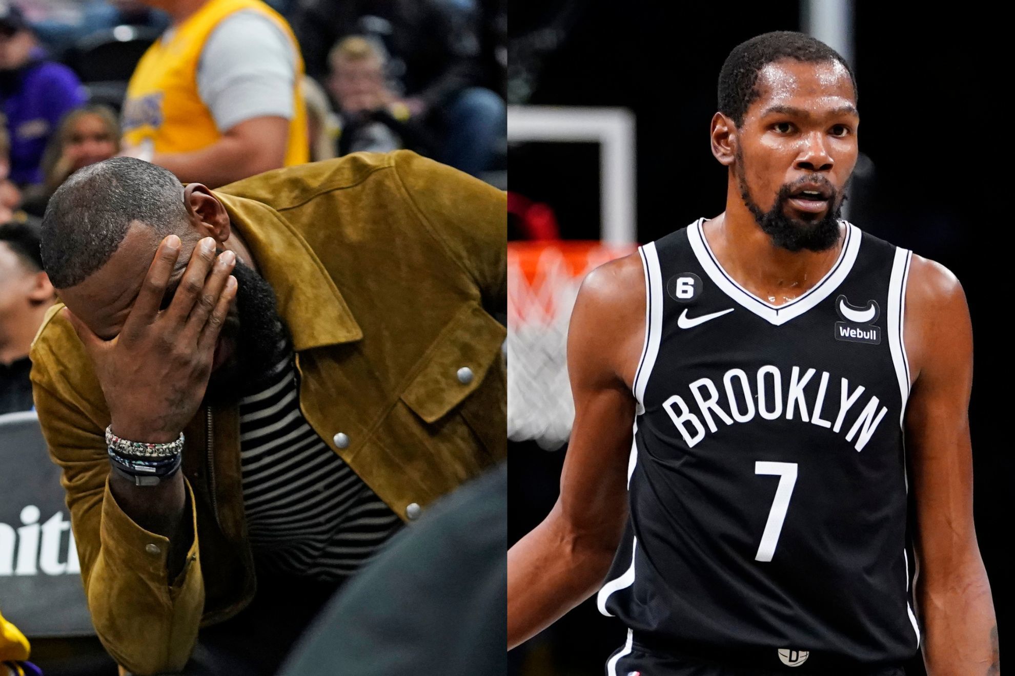 LeBron James, Los Angeles Lakers (left) and Kevin Durant, Brooklyn Nets (right)