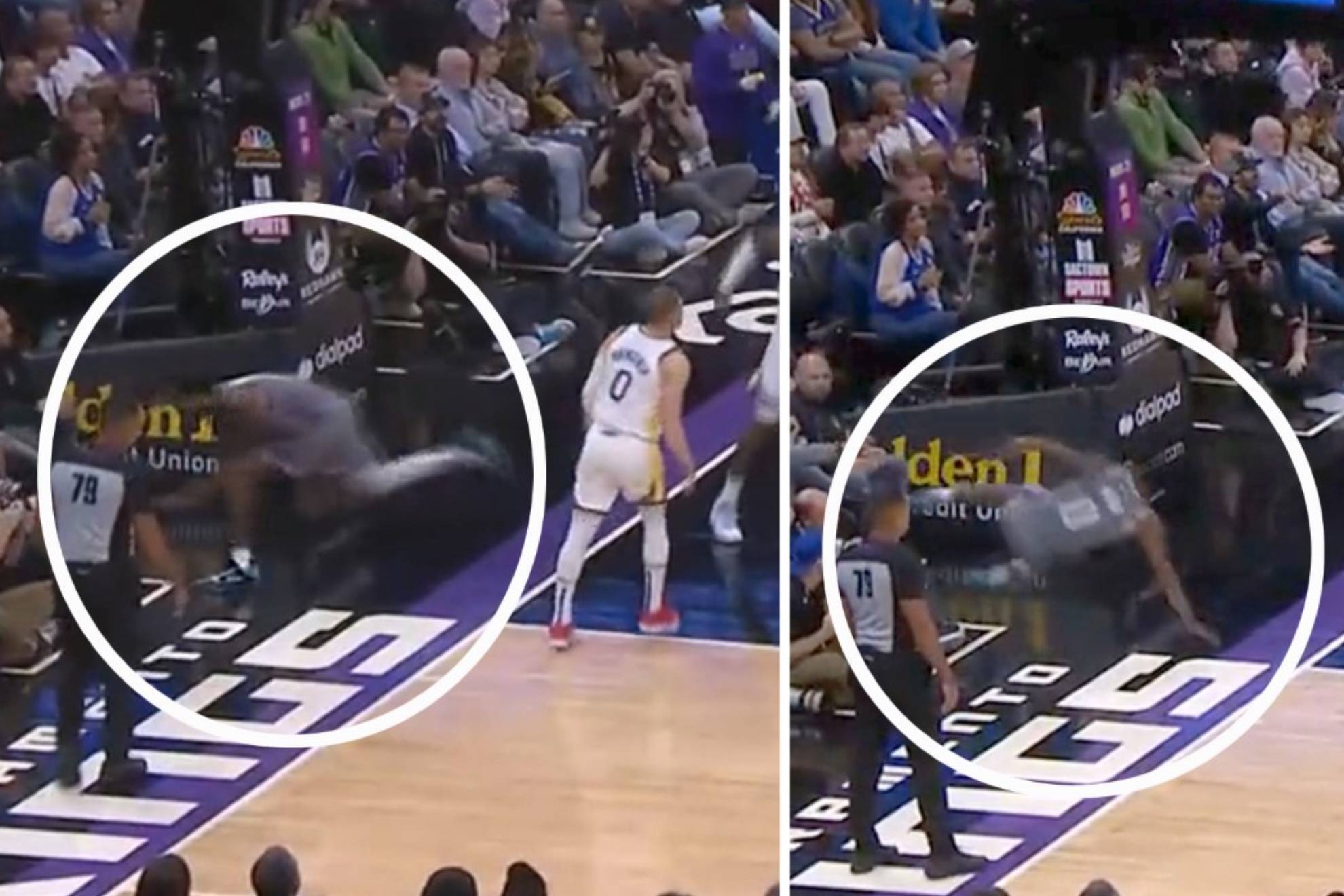 El 'flopping' más extraño jamás visto en la NBA: ¿Qué le pasó a Malik Monk con un espectador?