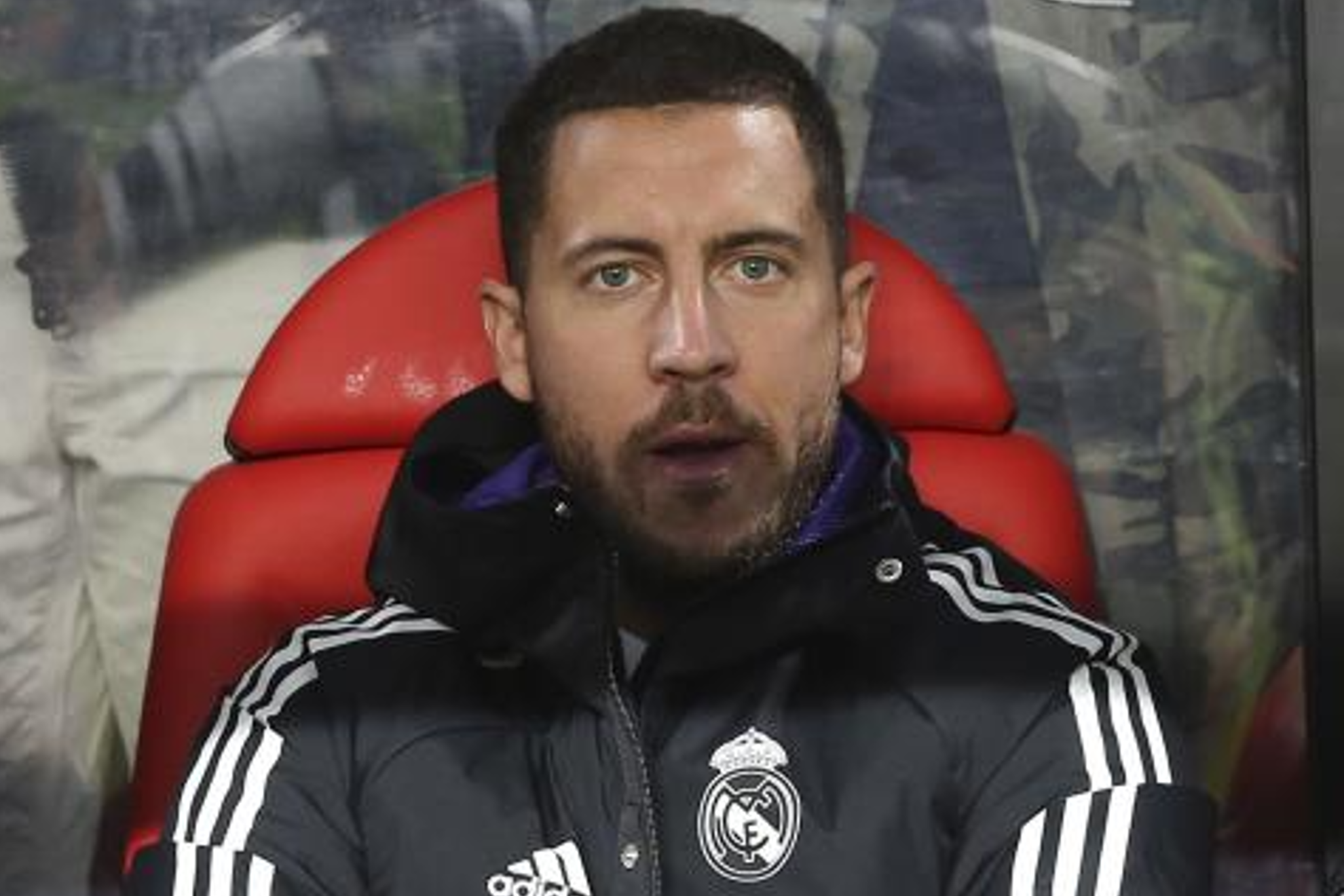 Hazard on the Real Madrid bench