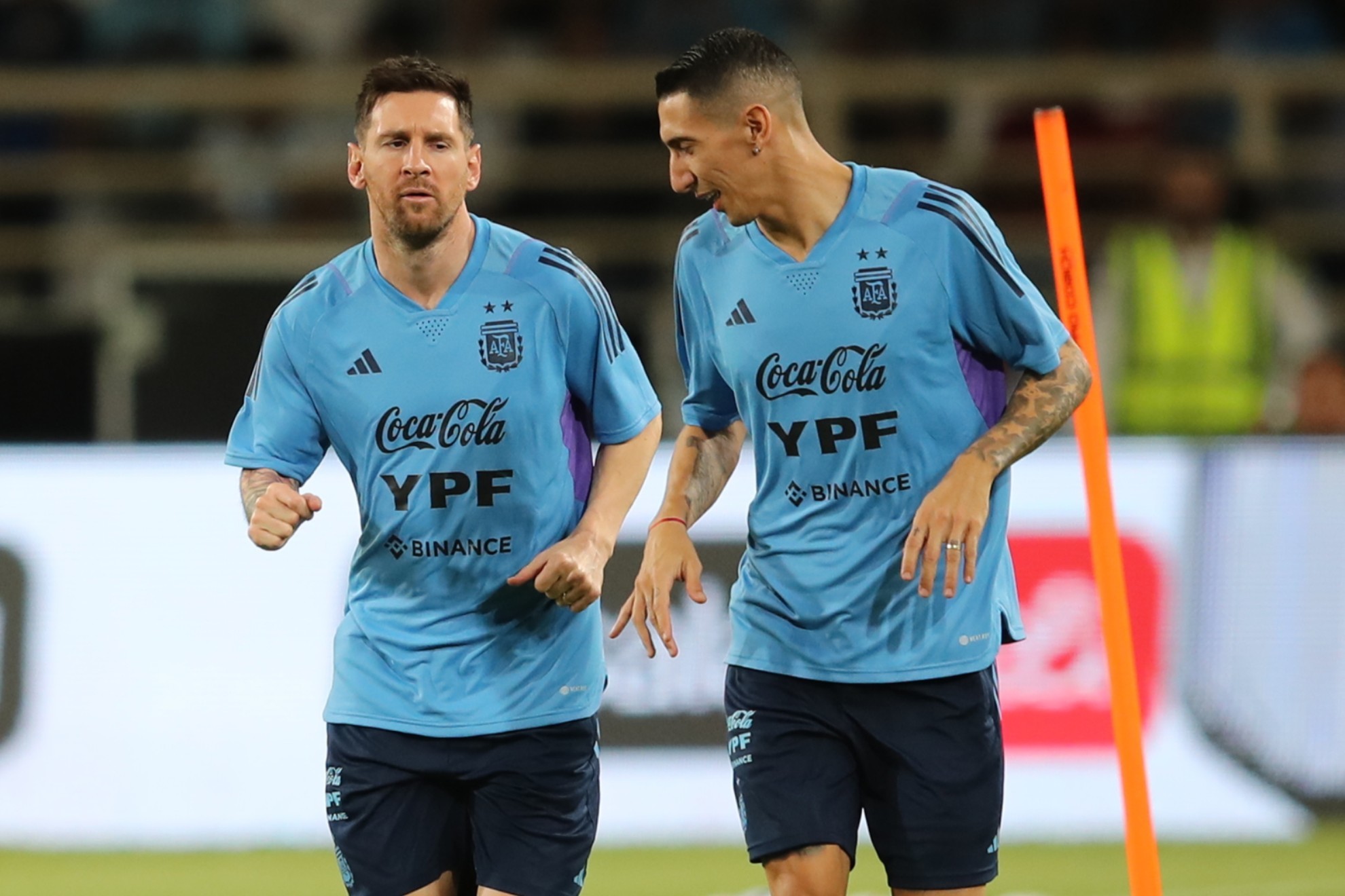 Messi y Di Mara entrenando con la Seleccin Argentina