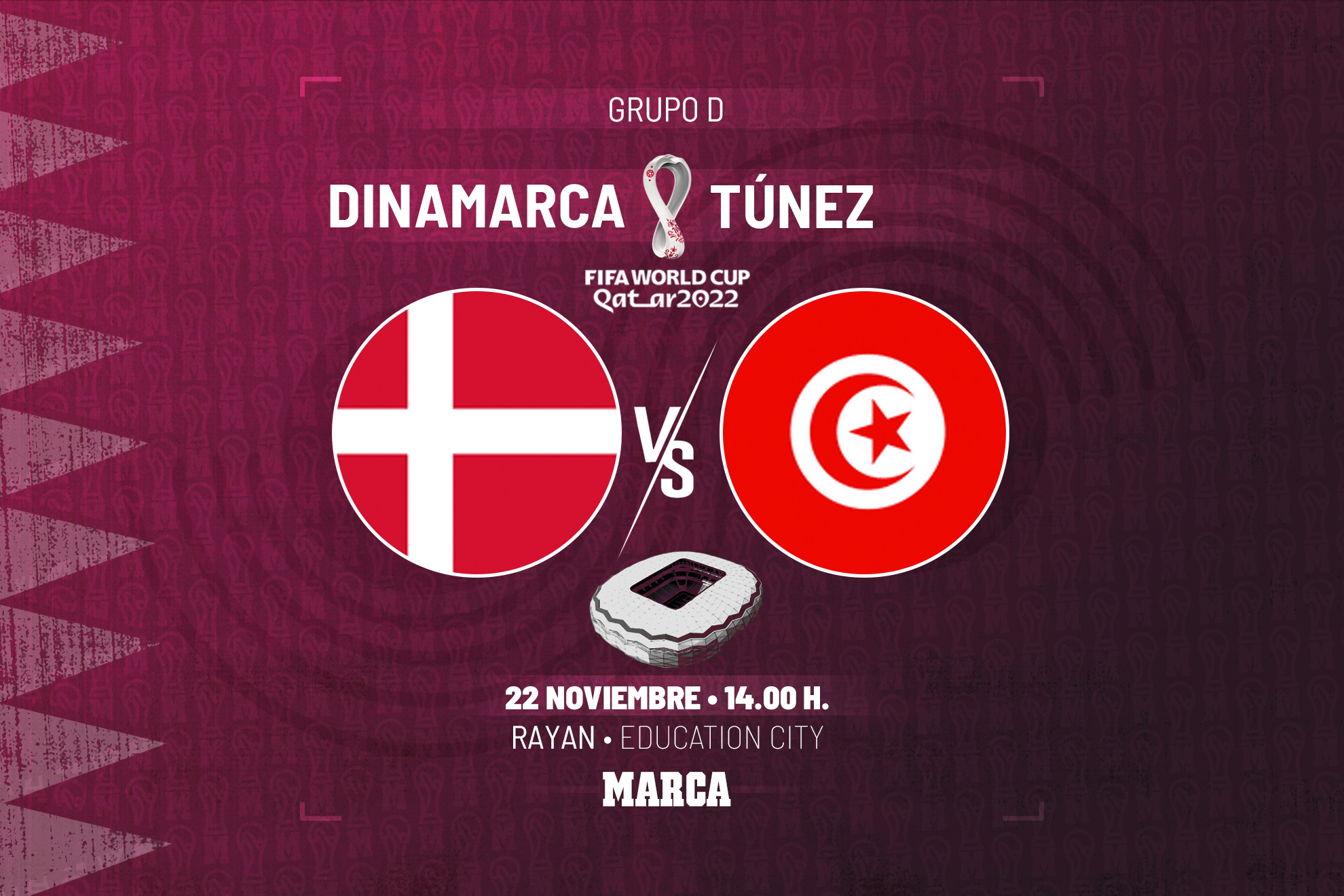 Dinamarca - Túnez del Mundial de Qatar 2022