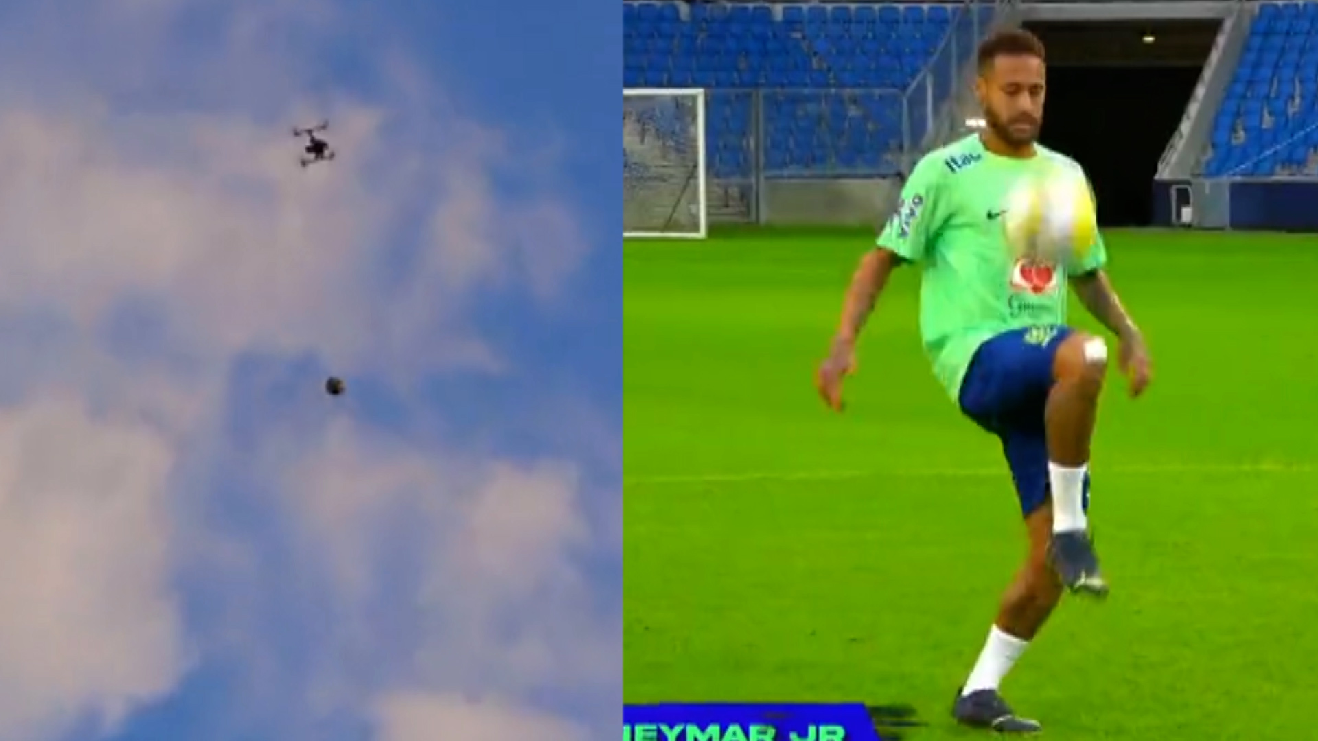 Neymar's insane first touch: He controls a ball dropped from 35 meters!