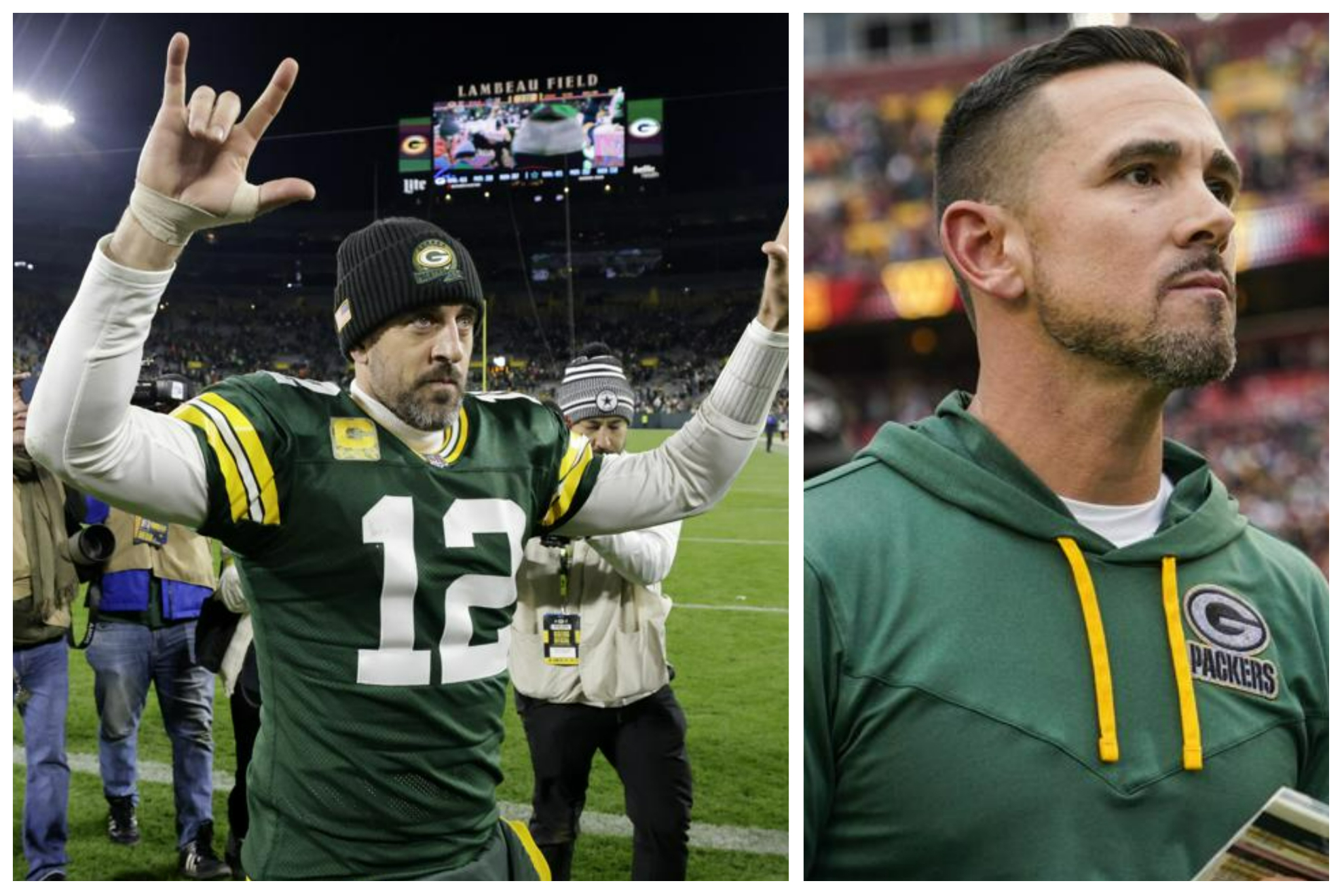 Aaron Rodgers argued with Packers head coach Matt LaFleur late in the game.