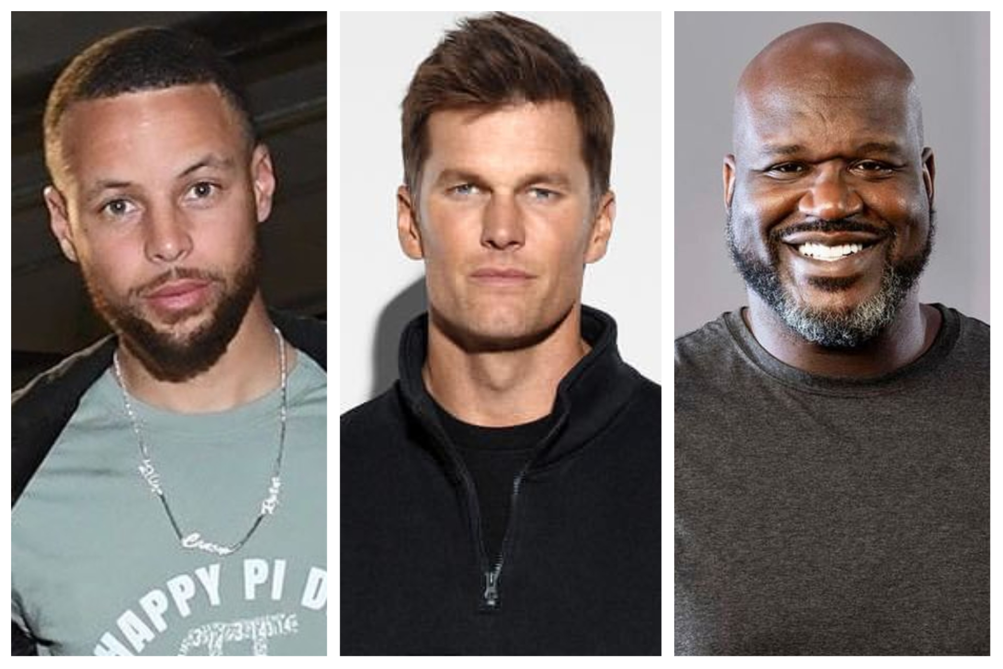 Stephen Curry, Tom Brady and Shaquille O'Neal