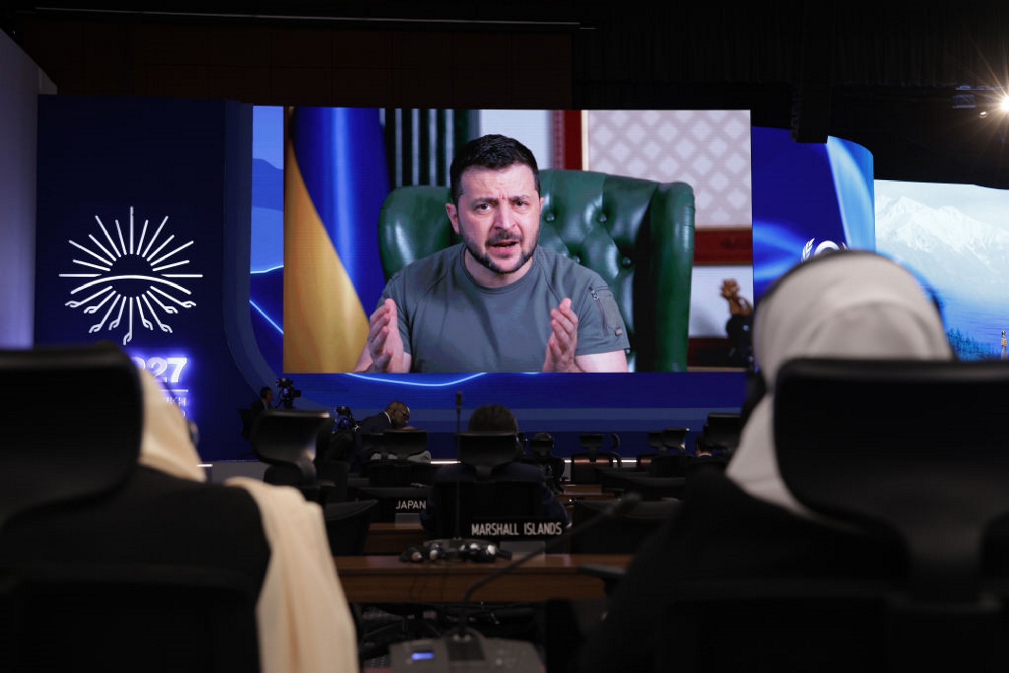 El presidente de Ucrania, Volodímir Zelenski, durante una videoconferencia.