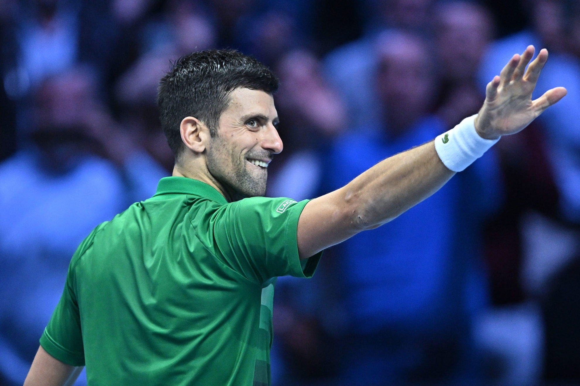 Djokovic celebrates a win