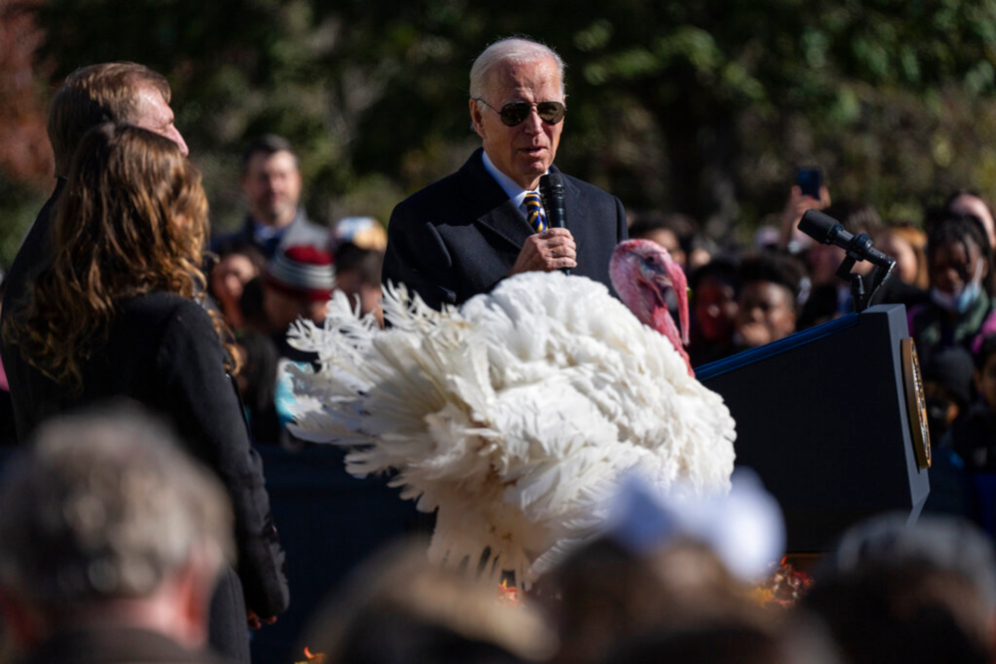 Biden at the Thanksgiving opening ceremony on the White House lawn.