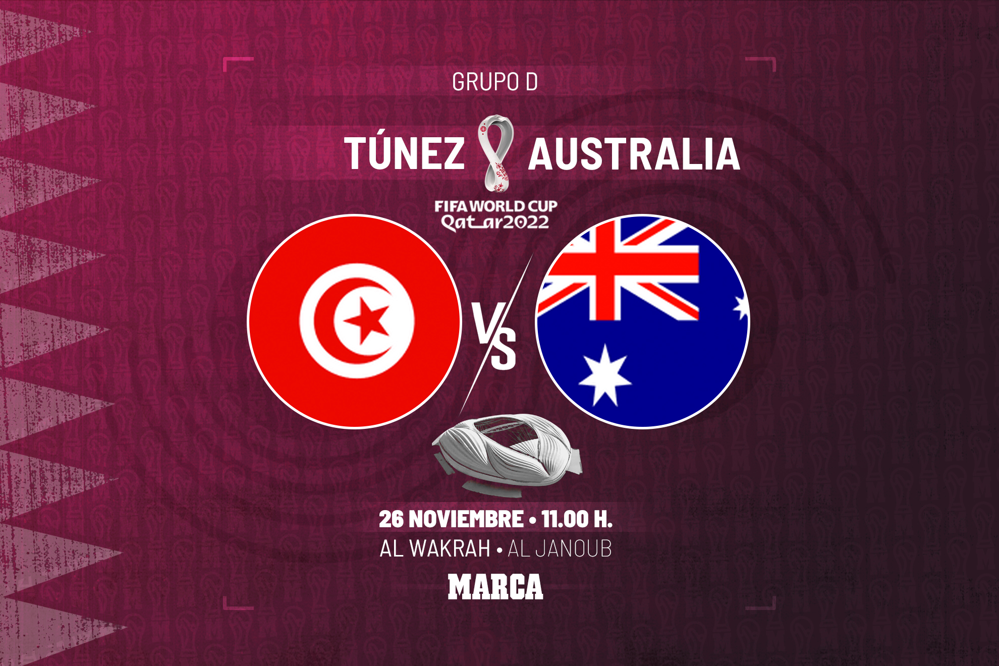 Túnez vs Australia del Mundial de Qatar 2022