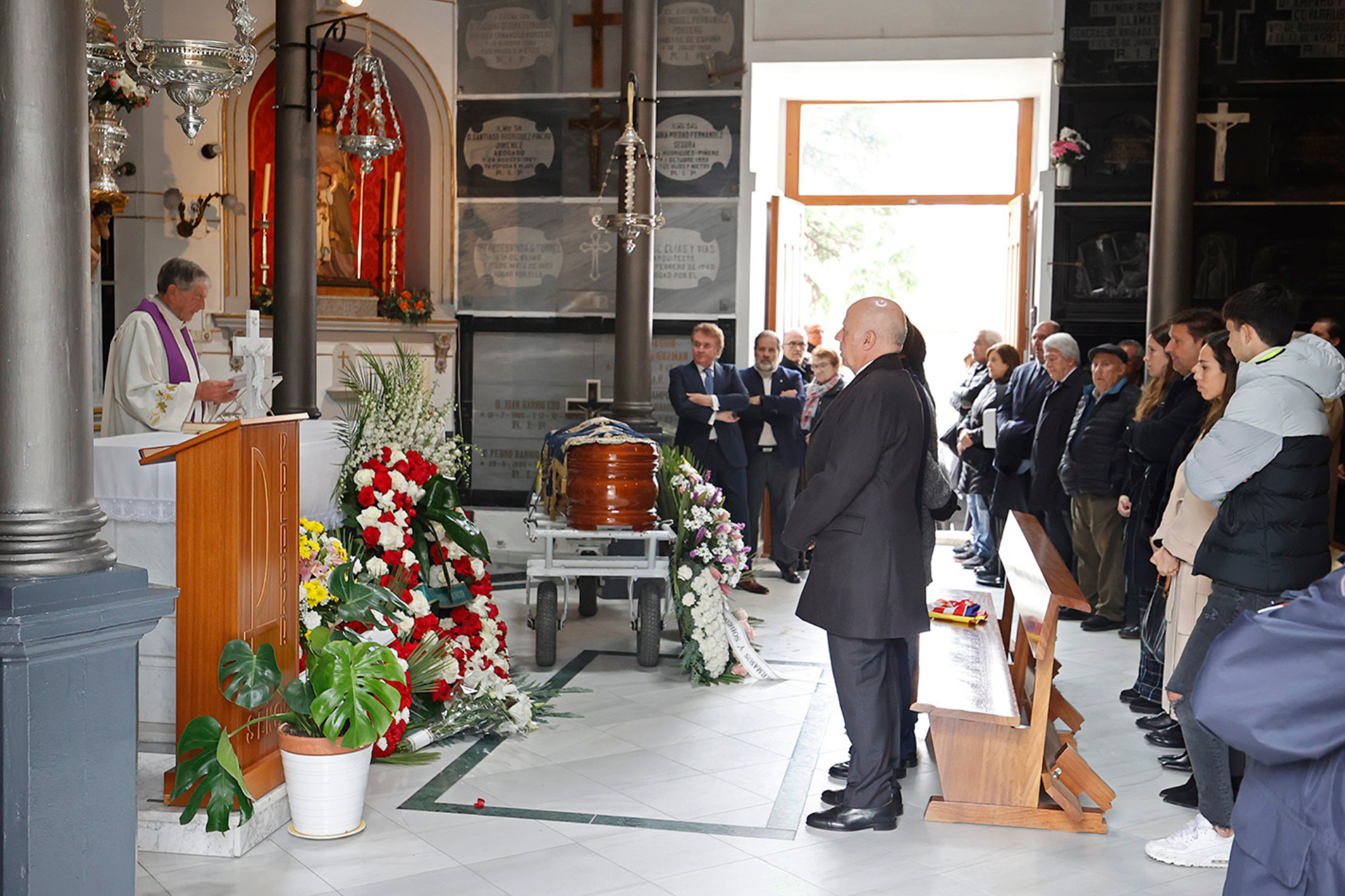 Imagen del funeral del vicepresidente del Atlético Lázaro Albarracín.
