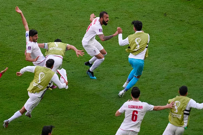 Rouzbeh Cheshmi's goal celebrations for Iran vs Wales