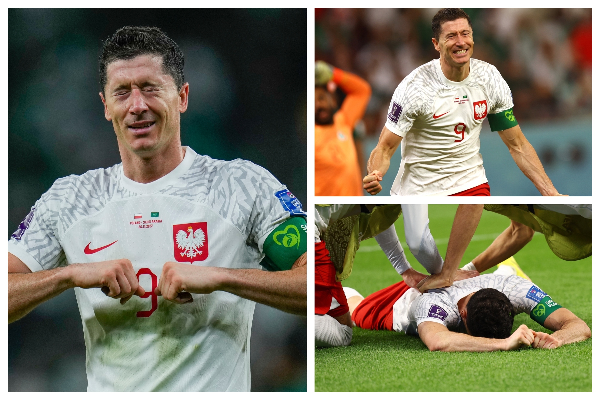 Robert Lewandowski no puede contener las lágrimas al marcar su primer gol en un Mundial | AP / Reuters