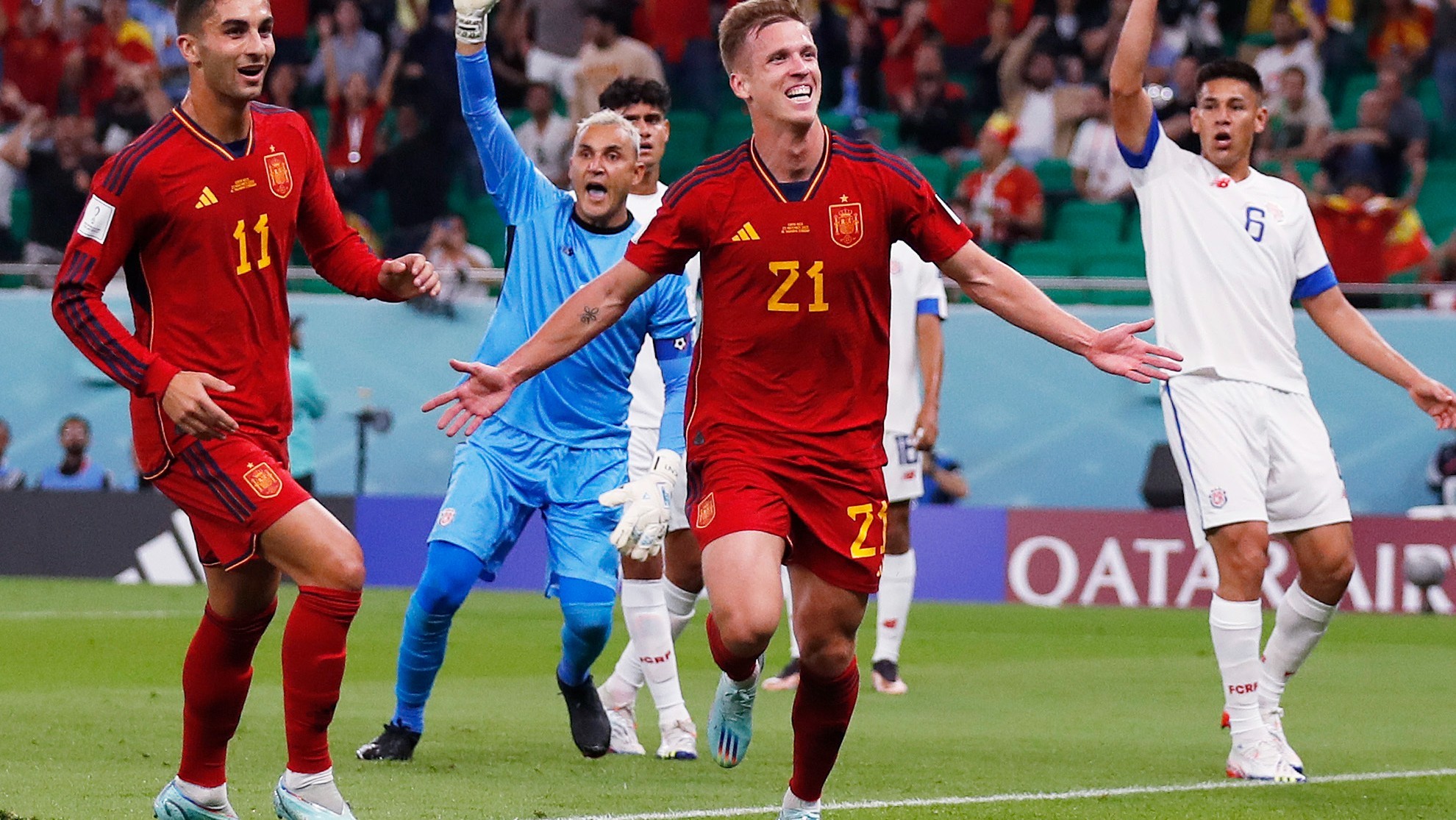 Dani Olmo (23), celebrando el primer gol de España en el Mundial de Qatar.