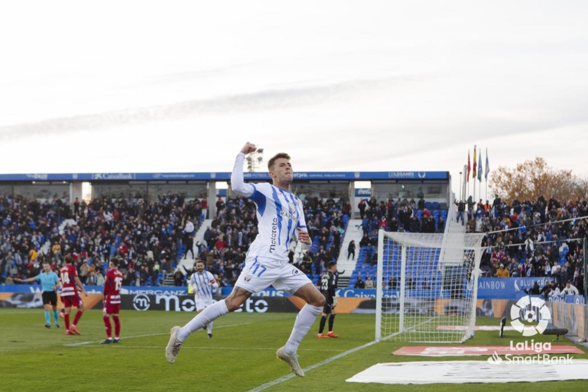 Dani Raba celebra el gol que marcó al Granada.