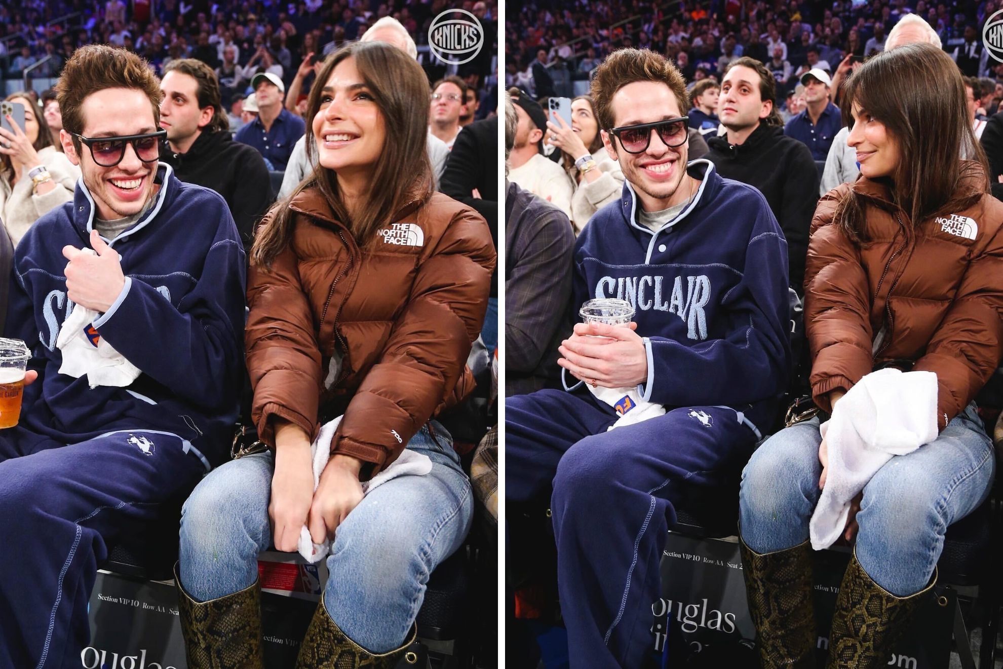Pete Davidson and Emily Ratajkowski sitting together at Madison Square Garden