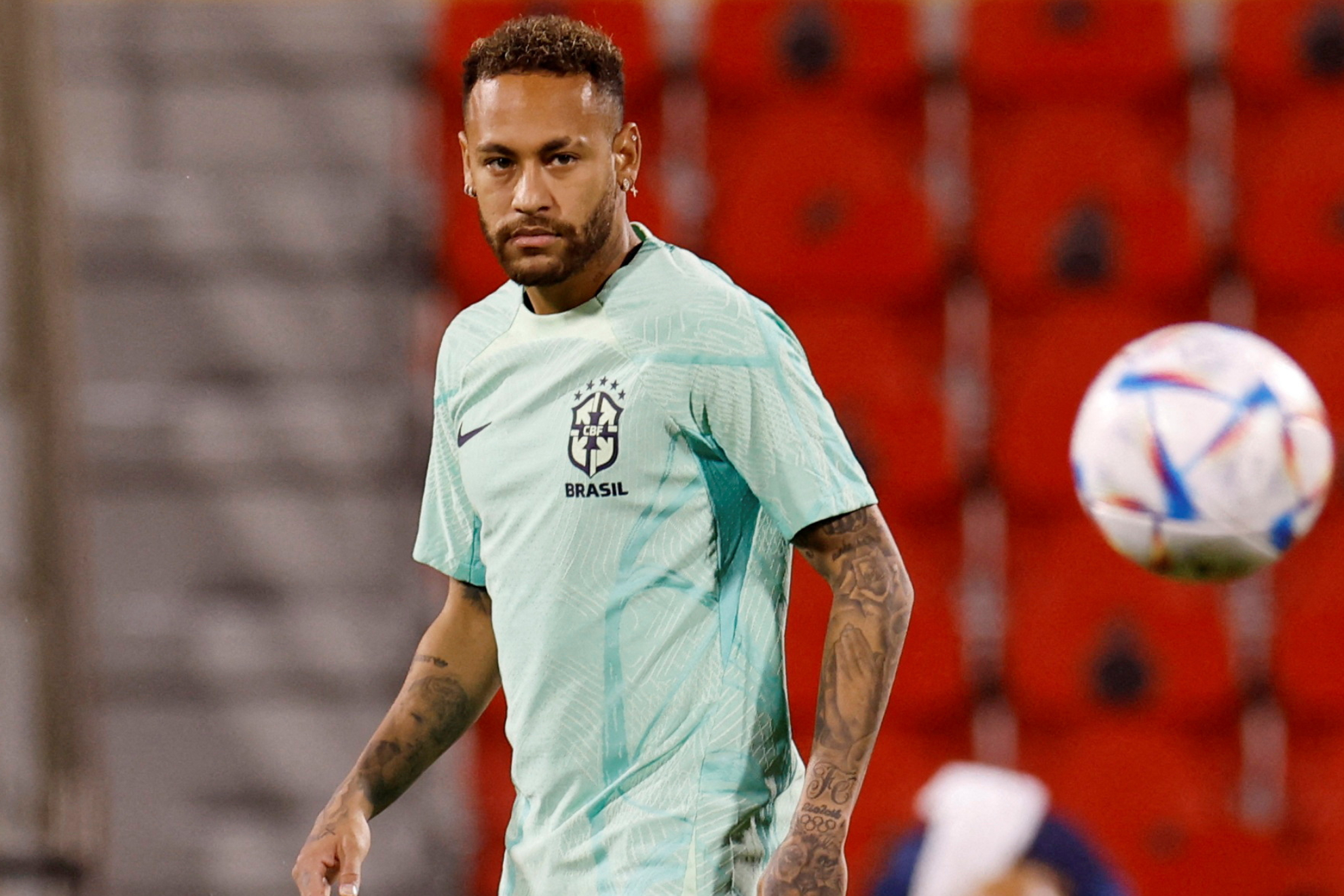 Neymar en entrenamiento con Brasil en Qatar 2022 | Reuters