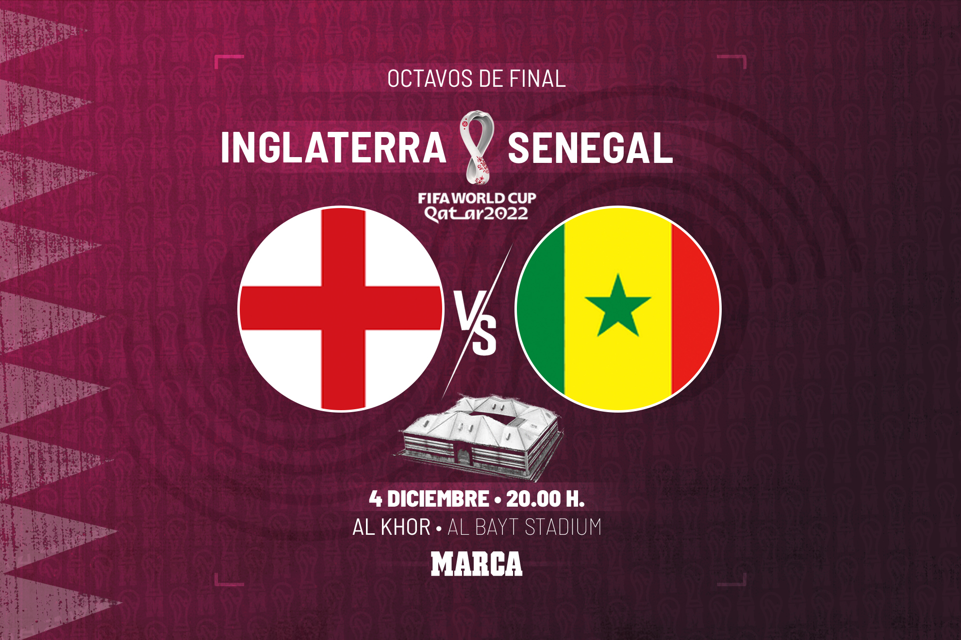 Inglaterra vs Senegal del Mundial de Qatar 2022
