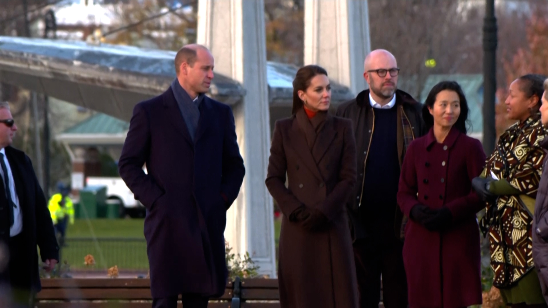 Prince William and Kate Middleton take a stroll in Piers Park in Boston