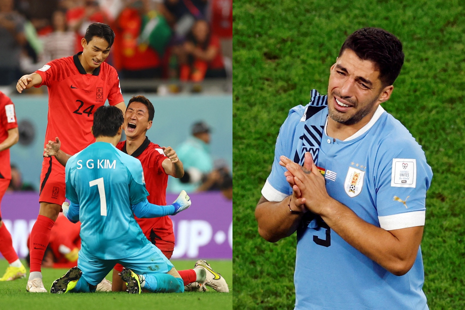 Corea del Sur disfruta de las mieles del triunfo, mientras que Luis Suárez y Uruguay lloran su eliminación de Qatar 2022.