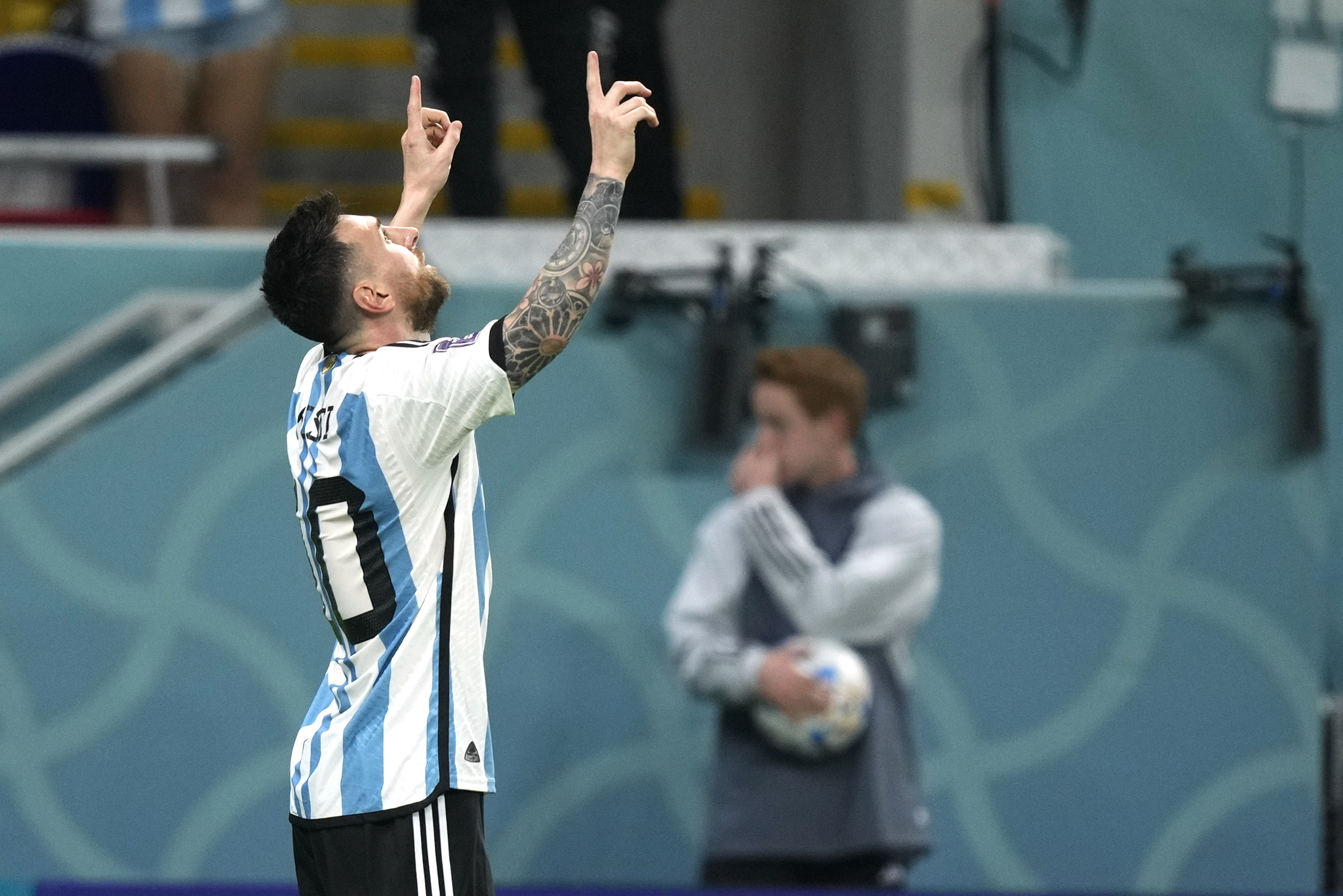 Argentina's Lionel Messi celebrates after scoring 