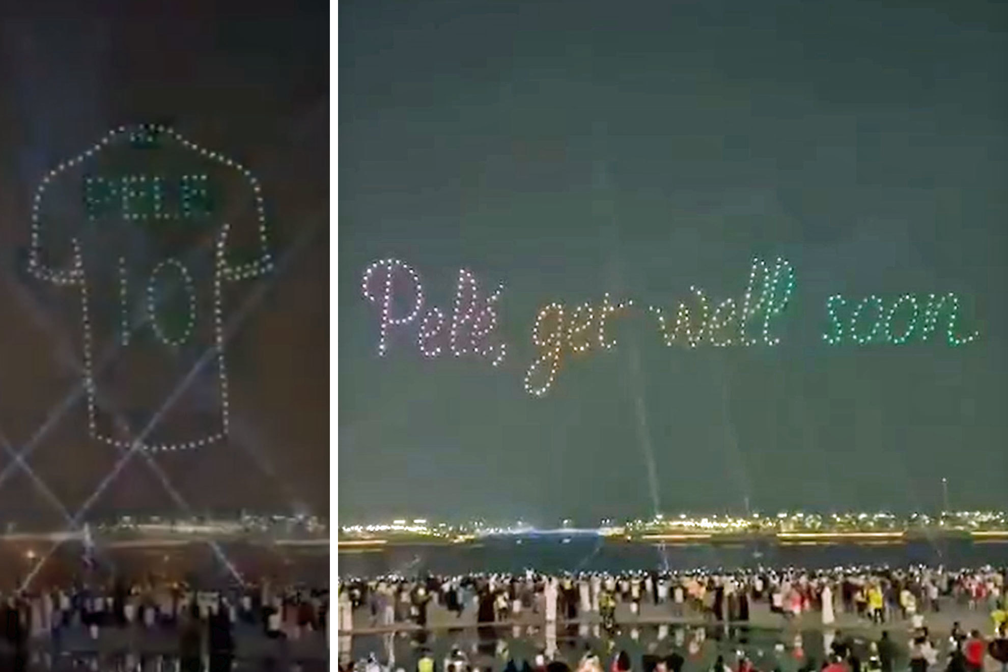 Genial homenaje de FIFA a Pelé: cien drones dibujan su camiseta sobre la bahía de Doha