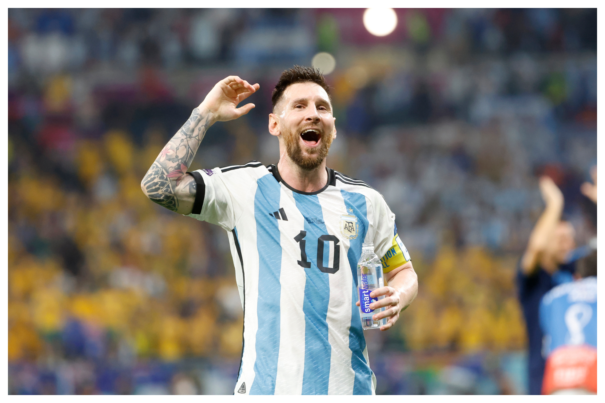 Messi celebra el triunfo ante Australia.