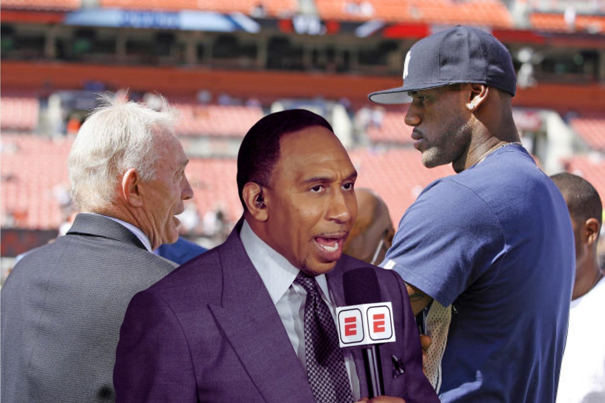 Stephen A. Smith (middle) sides with LeBron James after he voiced his concerns about not being prodded for his thoughts on Jerry Jones 1957 photograph.