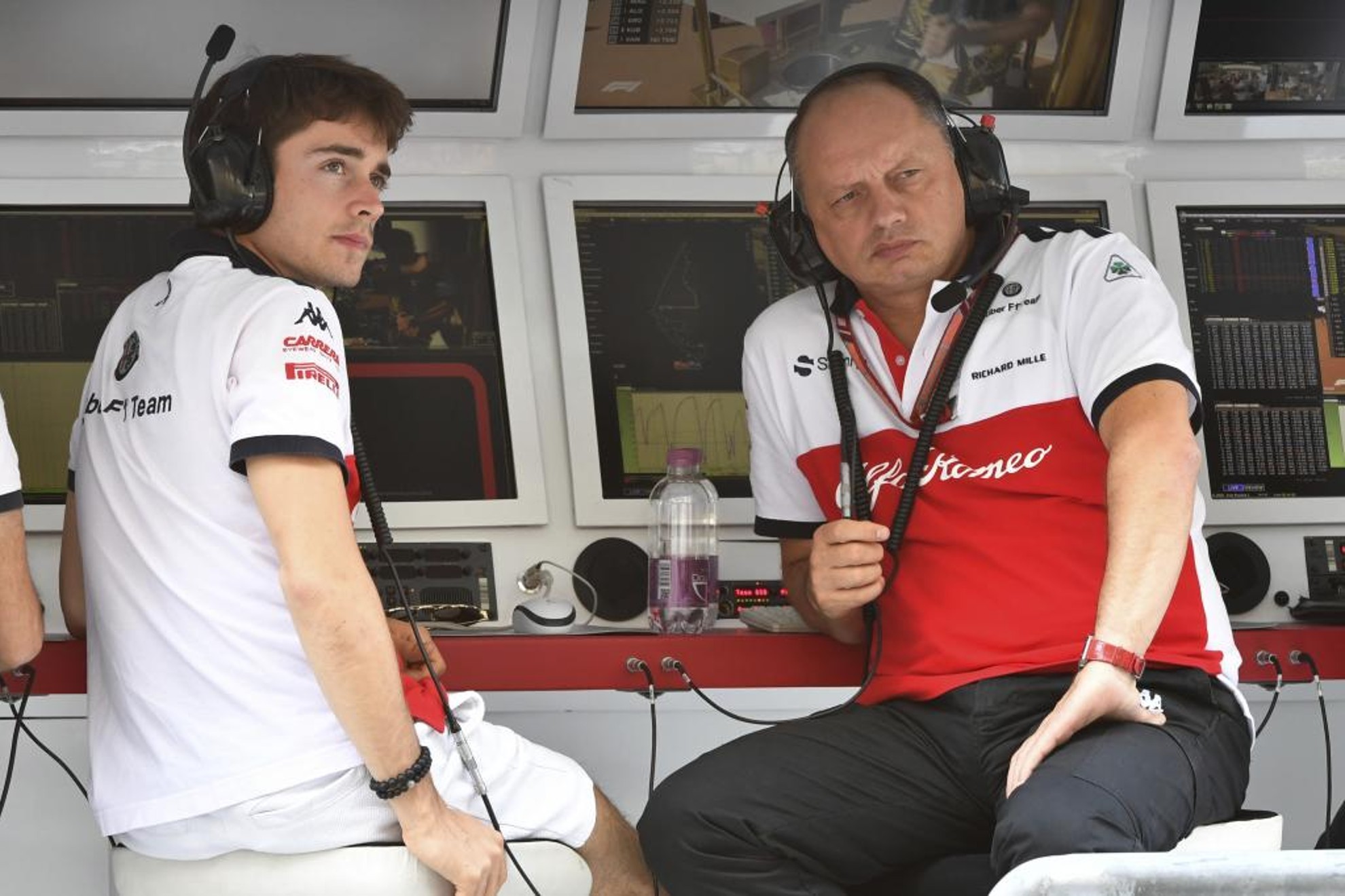 Leclerc y Vasseur, en Alfa Romeo en 2018.