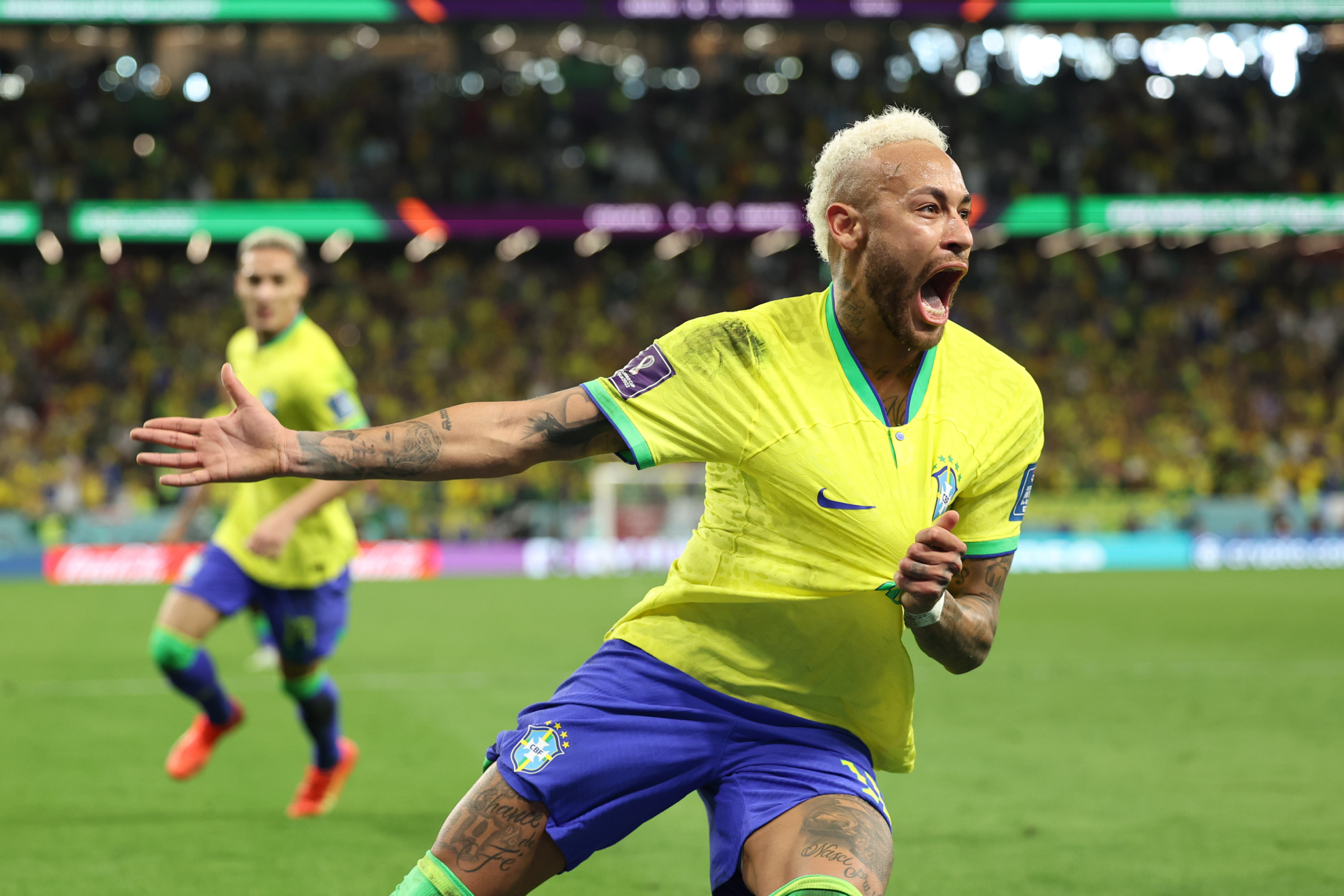Neymar celebra su golazo a Croacia en Qatar 2022 | Photo by Matthew...