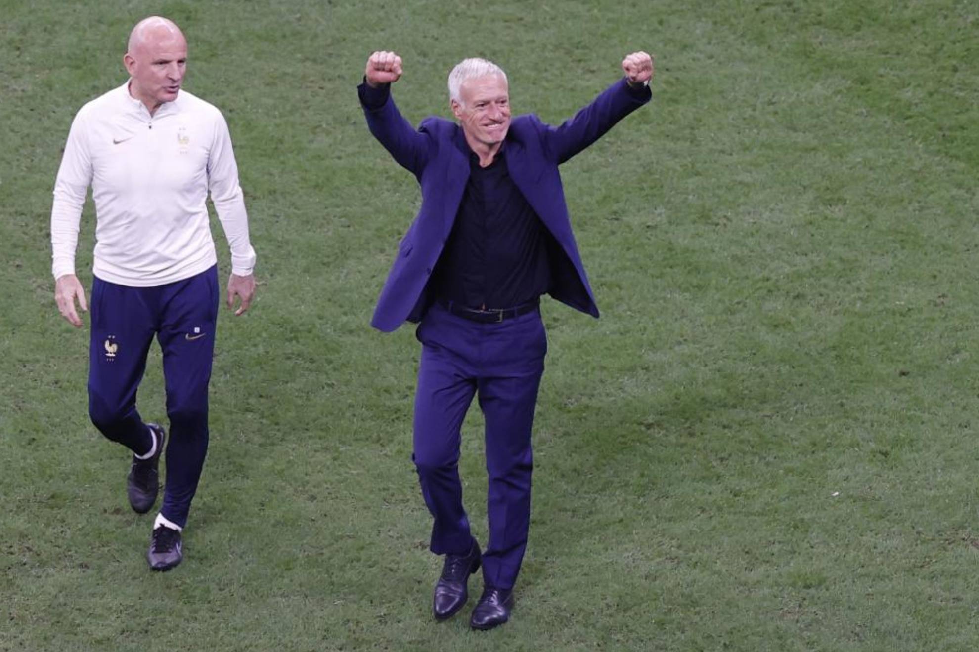 Didier Deschamps celebrates France's win over England