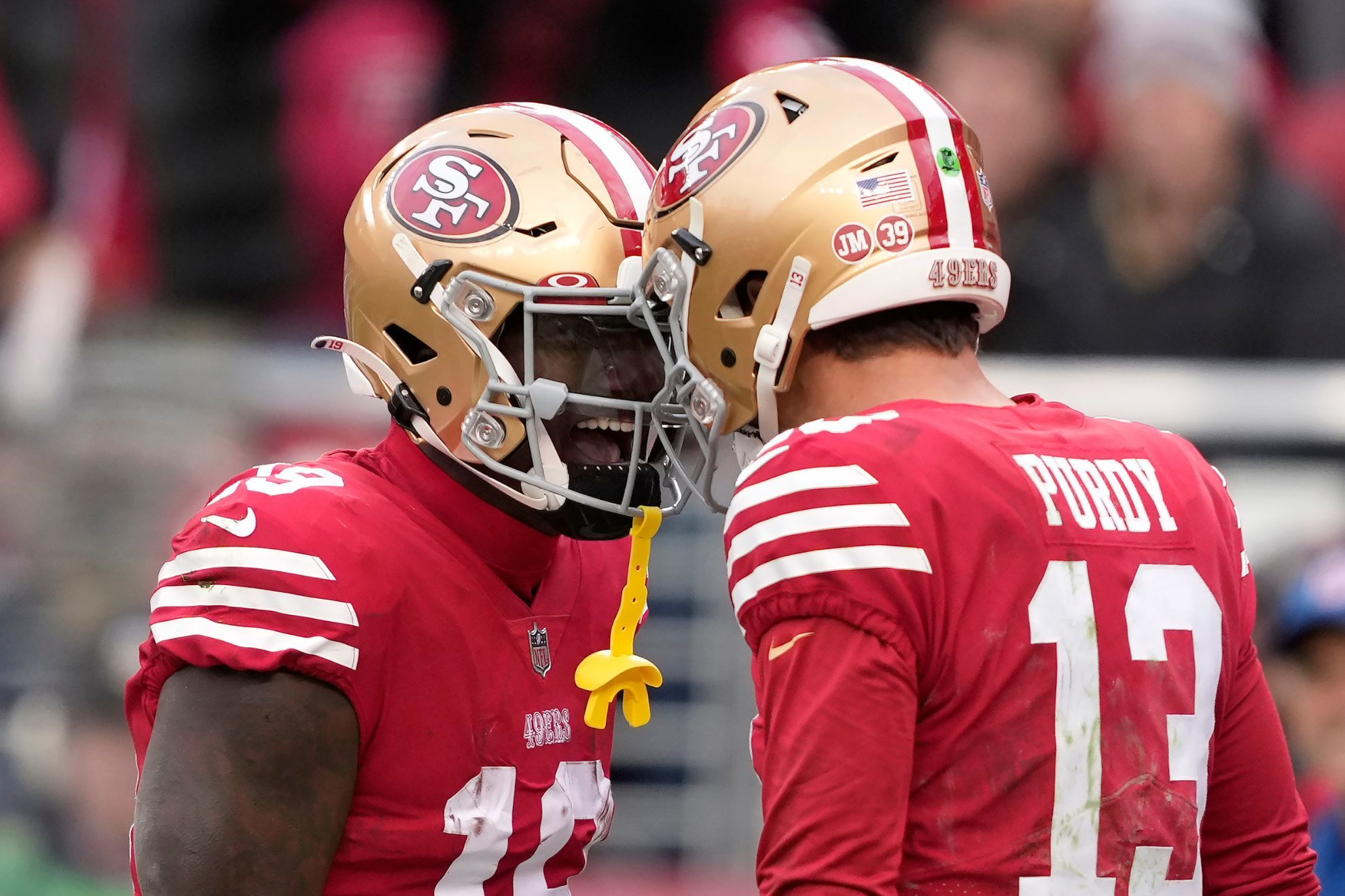 Deebo Samuel (left) and Brock Purdy (right), San Francisco 49ers