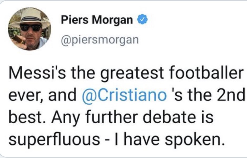 ฟุตบอลโลก 2022: เพียร์ส มอร์แกน ปฏิเสธ เมสซี จาก 3 อันดับแรกในประวัติศาสตร์: ดีที่สุดคือ คริสเตียโน โรนัลโด