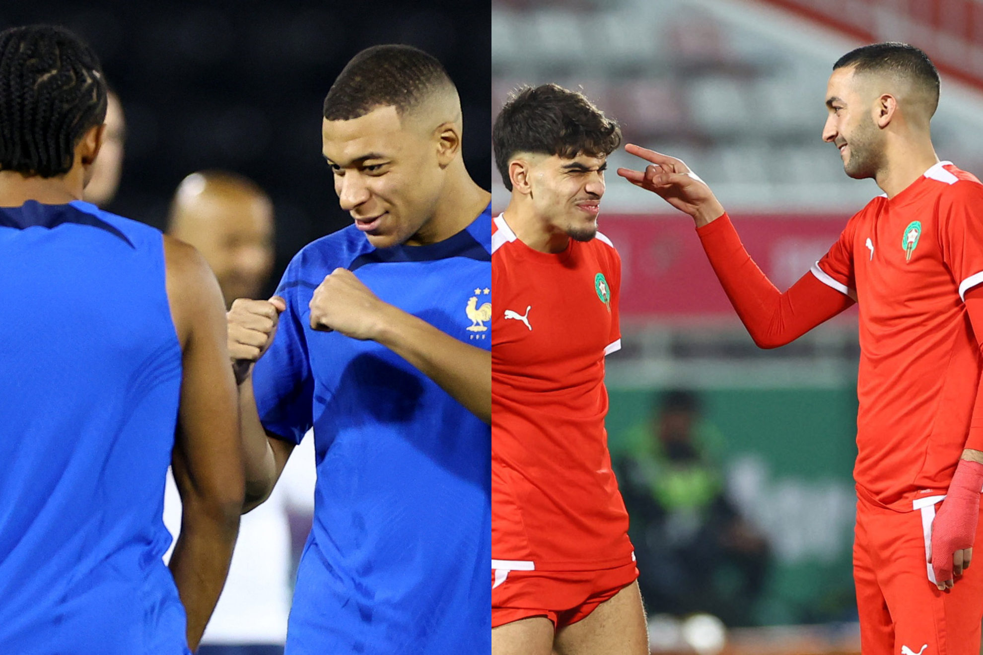 Francia y Marruecos durante el entrenamiento previo a la semifinal |...