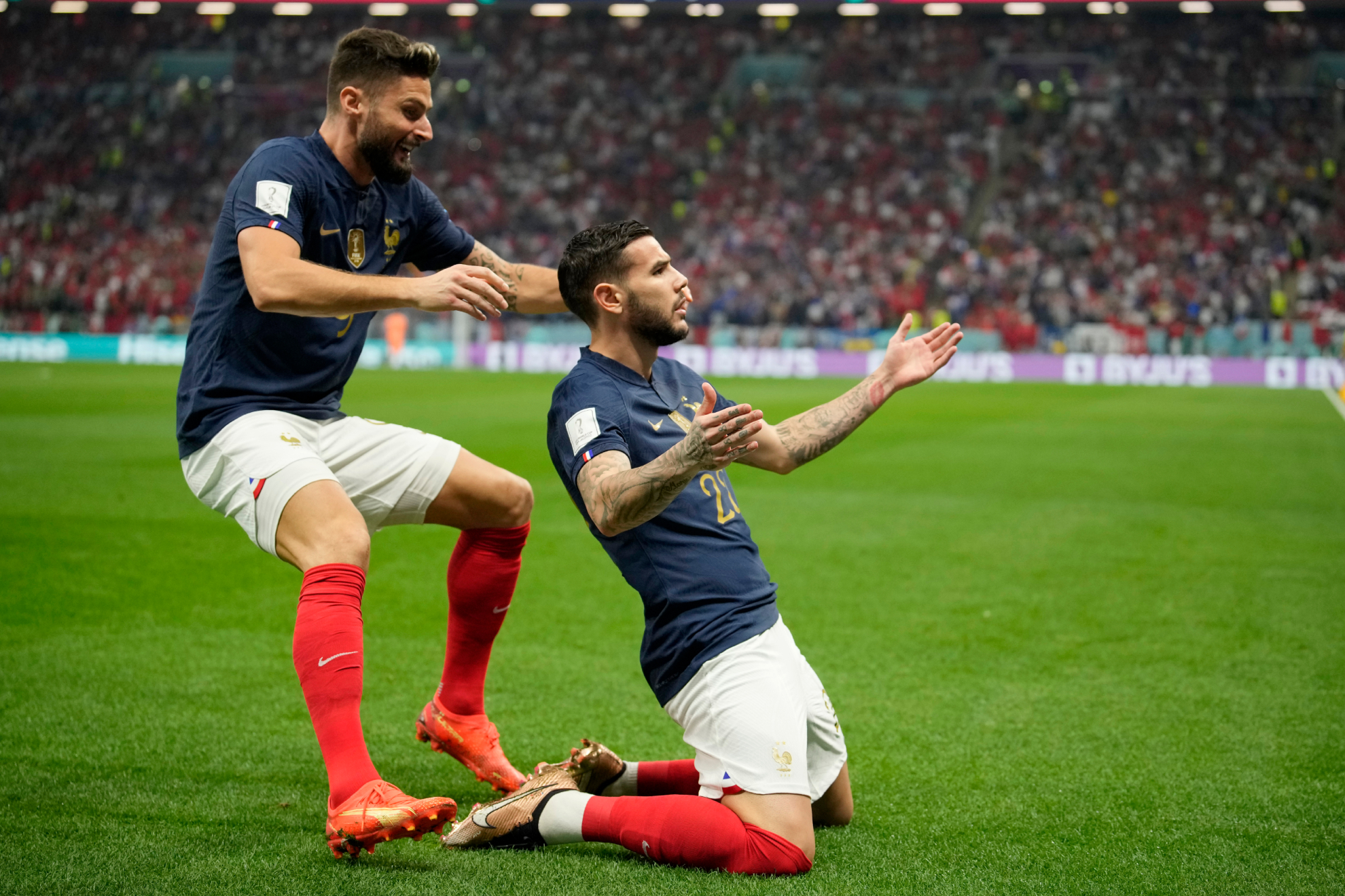 Theo celebra el gol ante Marruecos/AP