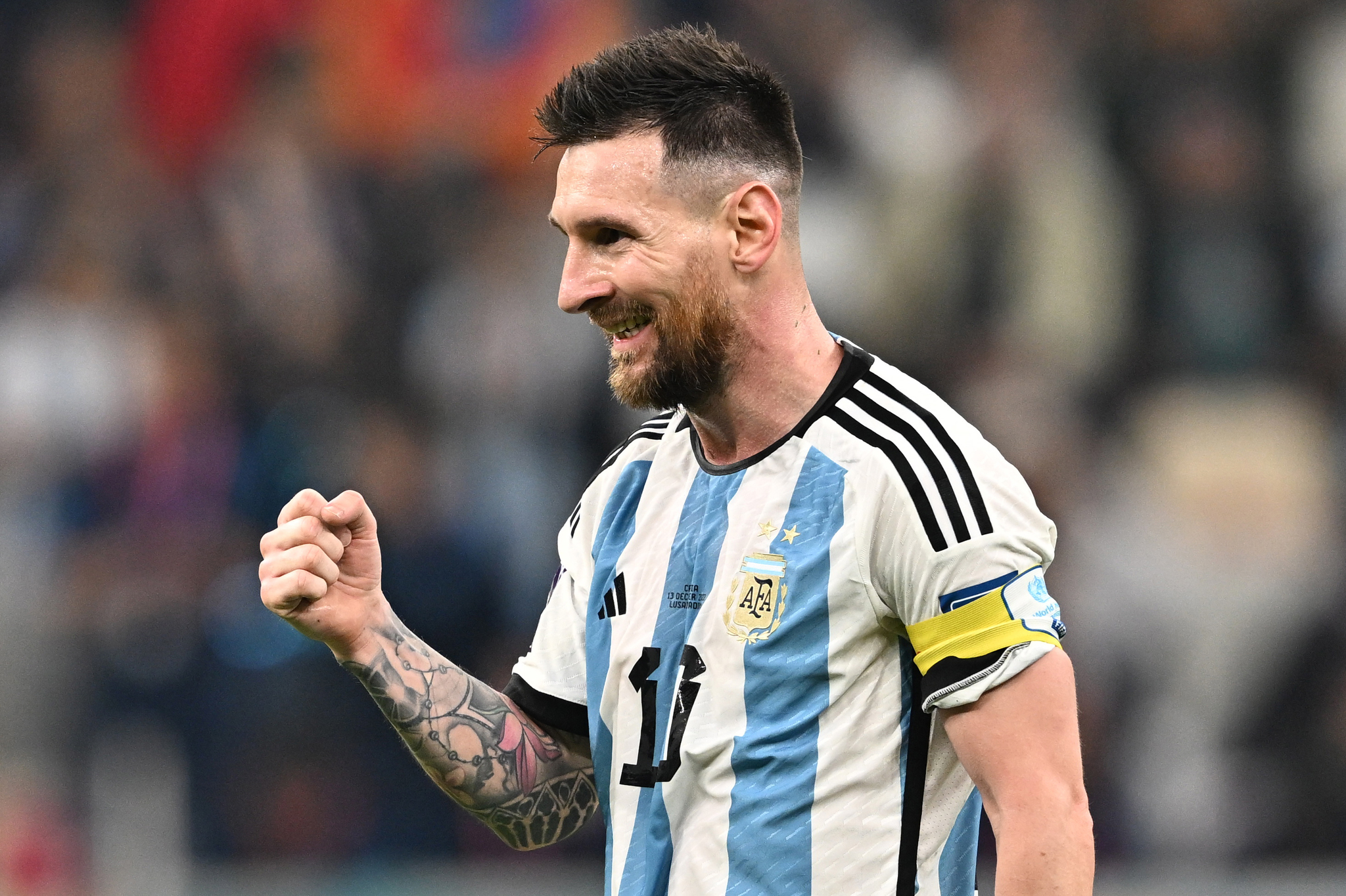 Messi realiza un gesto alegra tras marcar Argentina el 3-0 frente a Croacia.