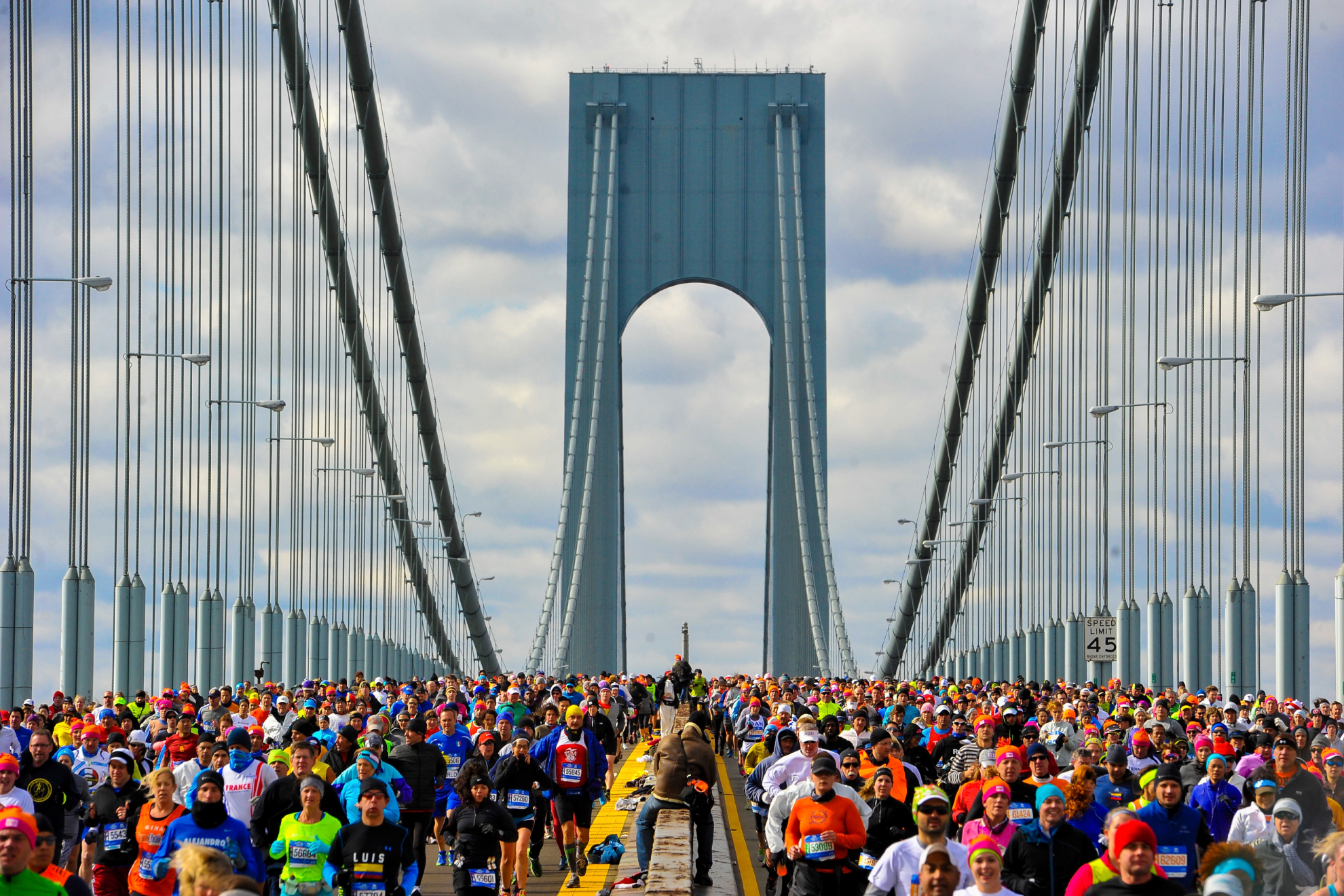 Una vista del Puente de Verrazano-Narrows durante el Maratón de Nueva York de 2014.