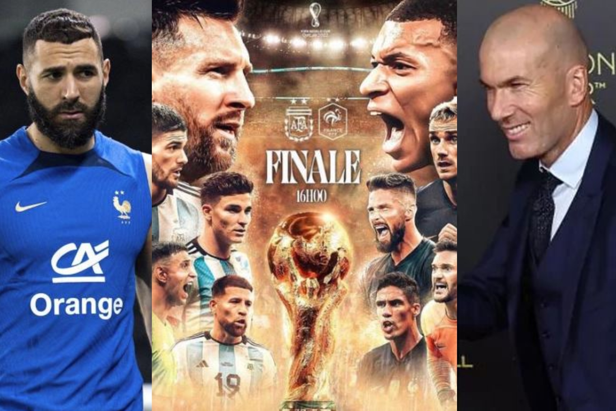 Un montaje con una fotografía de Zidane, otra de Benzema y la imagen que ambos han compartido en Instagram.