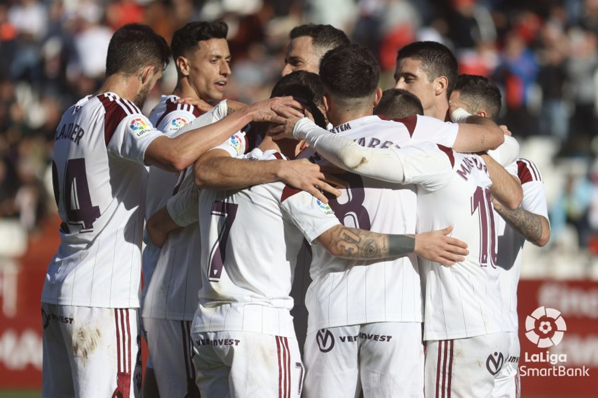 Jugadores del Albacete celebrando un gol