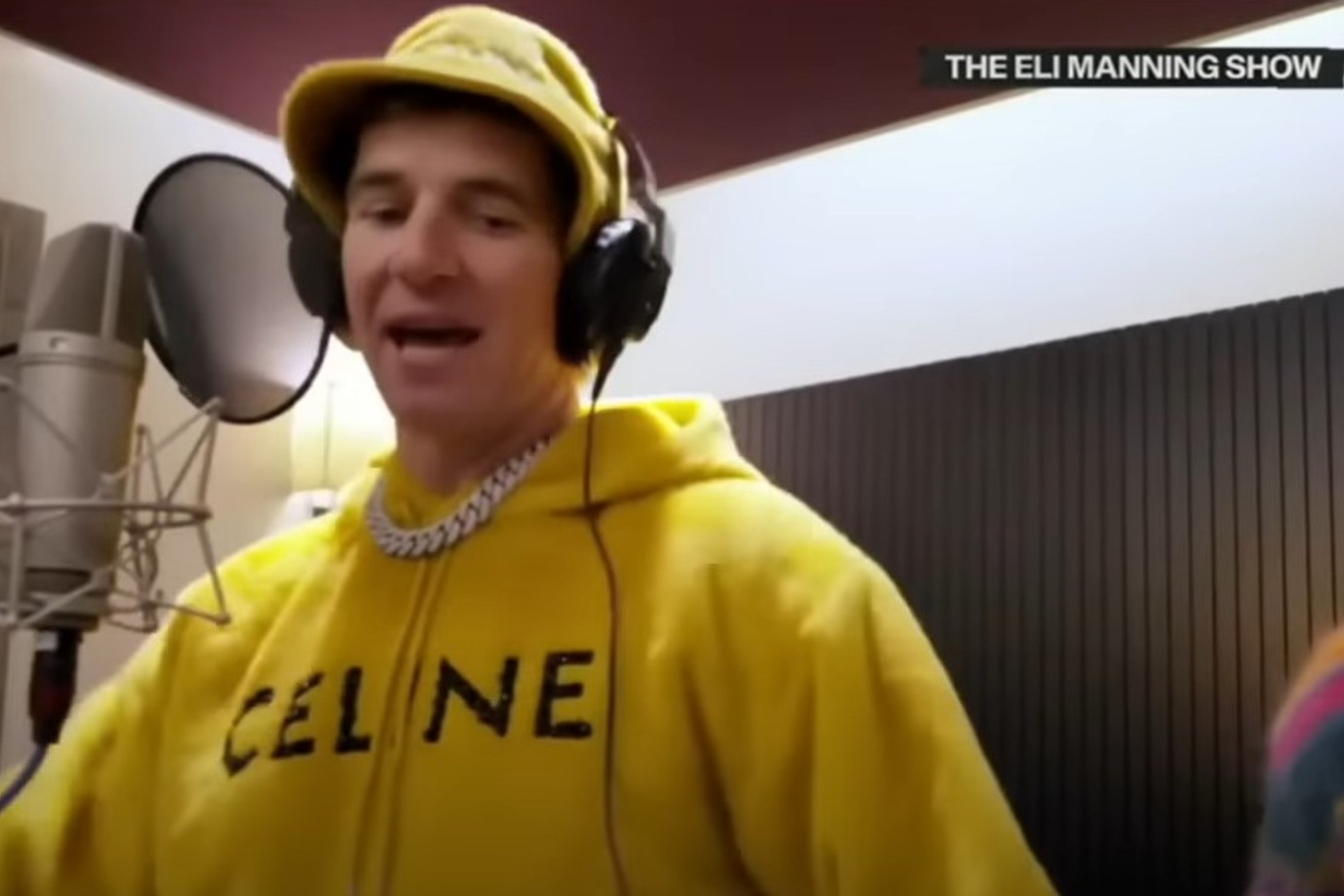 Eli Manning rapping at his show.
