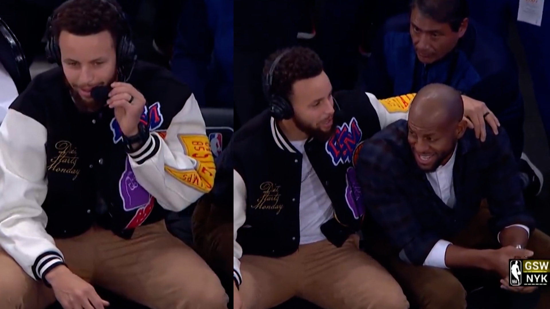 Steph Curry jokes live on TNT broadcast about Andre Iguodala's golf game